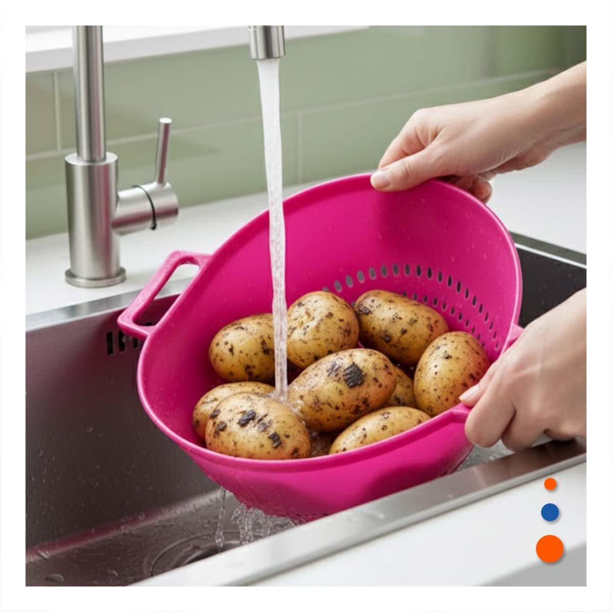 TABLA ESCURRIDIZA ROSADO PARA ARROZ CON ASAS 22,5X26,5CM COCINA HOGAR LIGERA Y+LIGAS REGALO - 1
