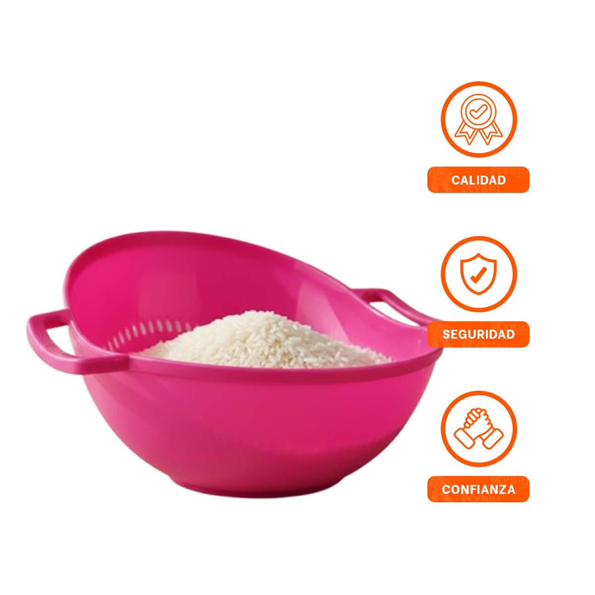 TABLA ESCURRIDIZA ROSADO PARA ARROZ CON ASAS 22,5X26,5CM COCINA HOGAR LIGERA Y+LIGAS REGALO - 3