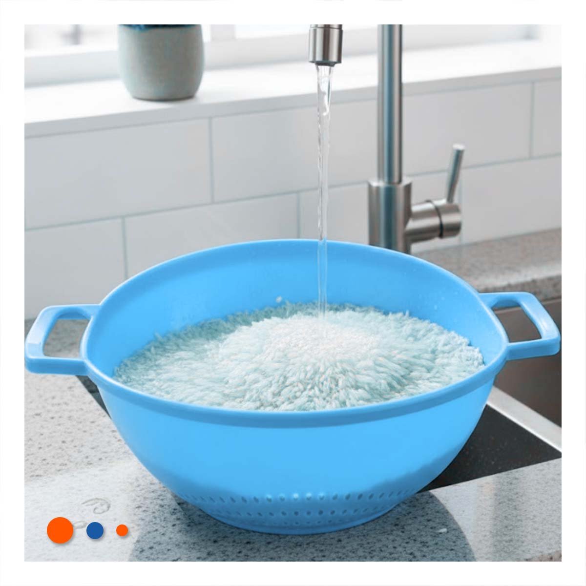 PACK12 SOPORTE FILTRANTE CELESTE PARA ARROZ CON ASAS 22,5X26,5CM PRACTICO Y+REGALO STICKER - 3