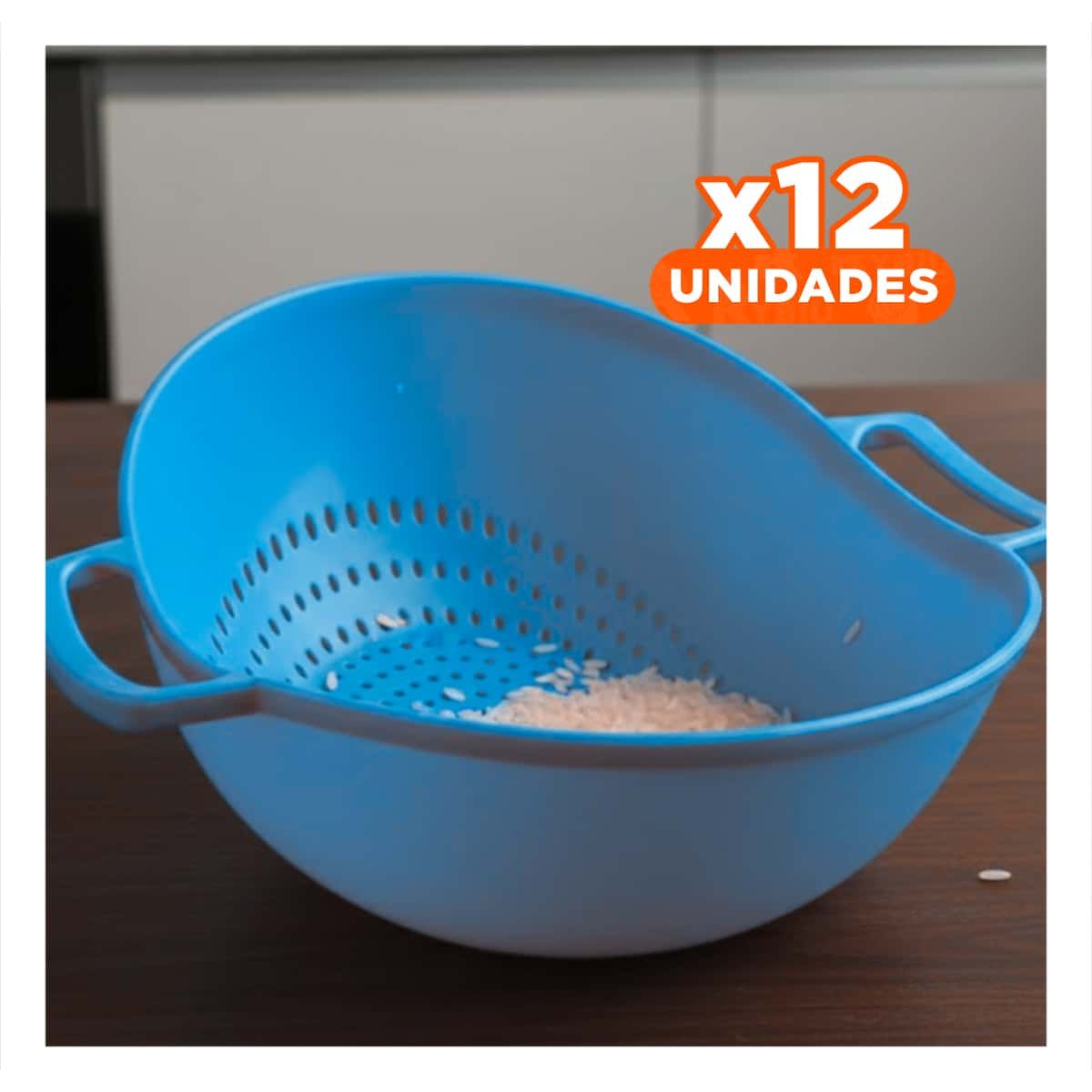 PACK12 SOPORTE COLADOR CELESTE PARA ARROZ CON ASAS 22,5X26,5CM COCINA FACIL Y SEGURA - 1