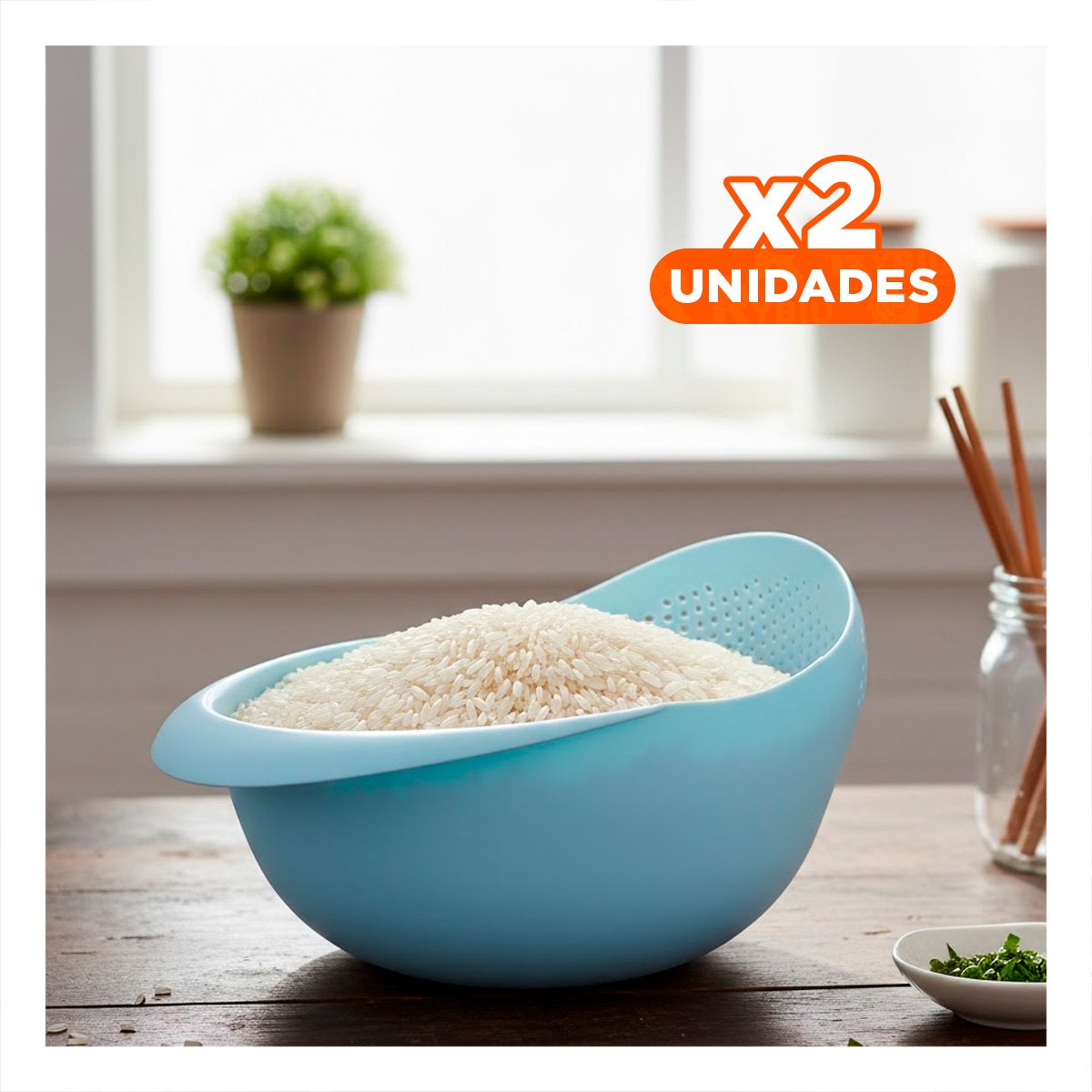 PACK2 TABLA ESCURRIDORA DE ARROZ CELESTE 22,5X11CM PARA COCINA HOGAR LED Y+REGALO STICKER - 1