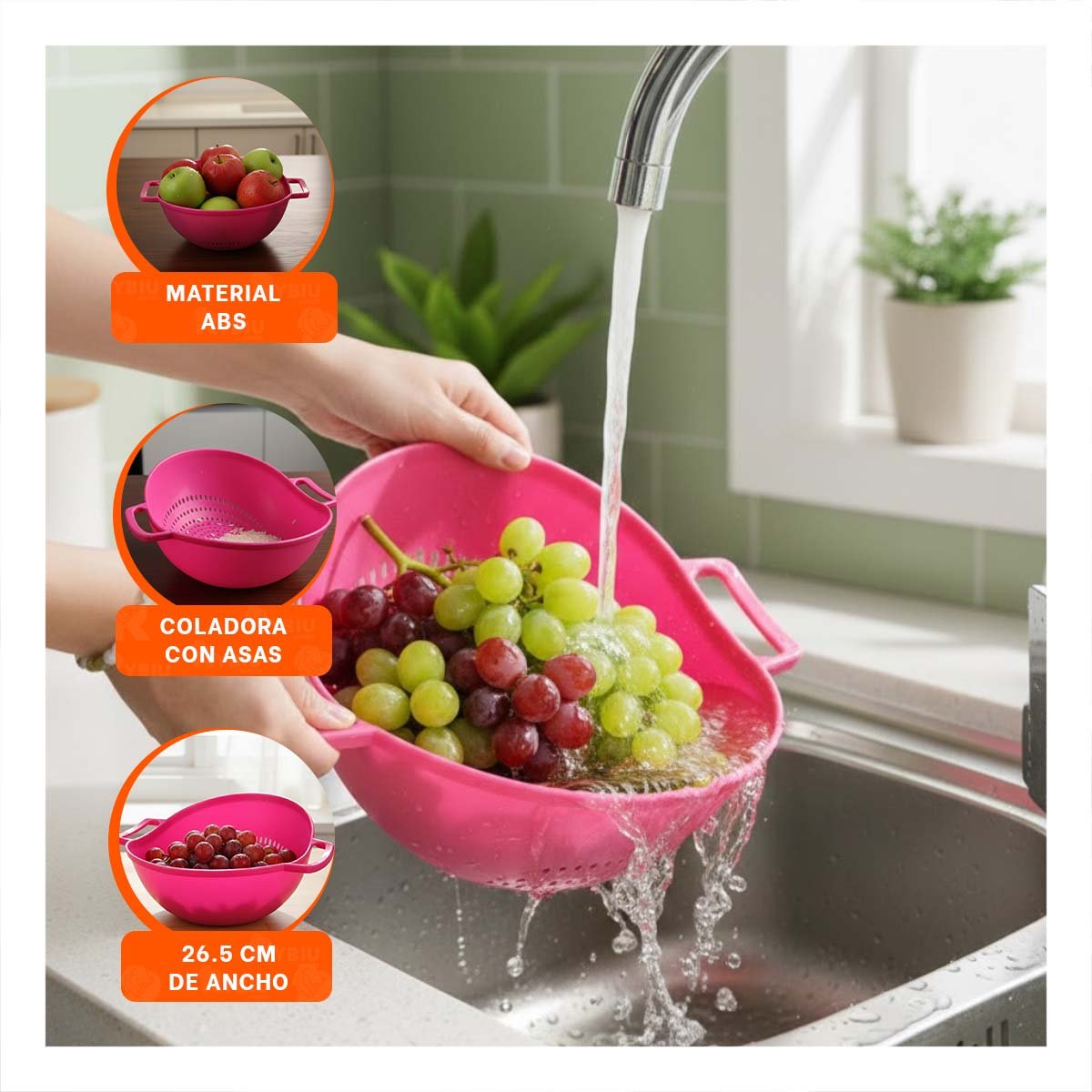 PACK4 CONTENEDOR PRACTICO ROSADO PARA ARROZ CON ASAS 22,5X26,5CM COCINA FACIL Y DURADERA - 5