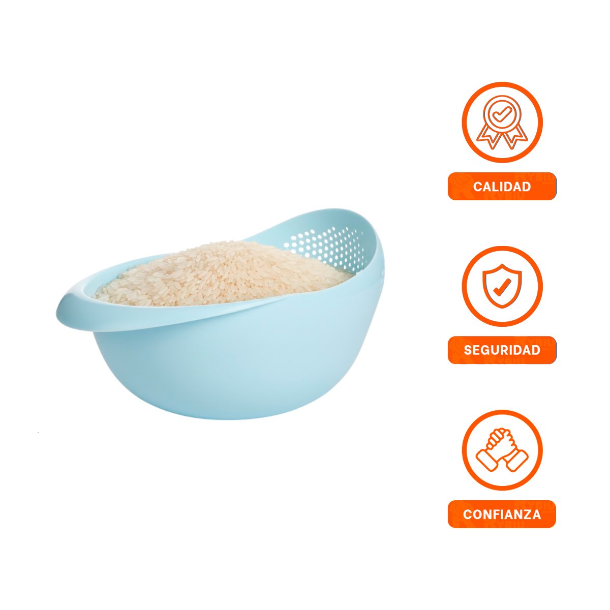 CESTA COLADORA DE ARROZ CELESTE 22,5X11CM PARA COCINA HOGAR MODERNA - 3