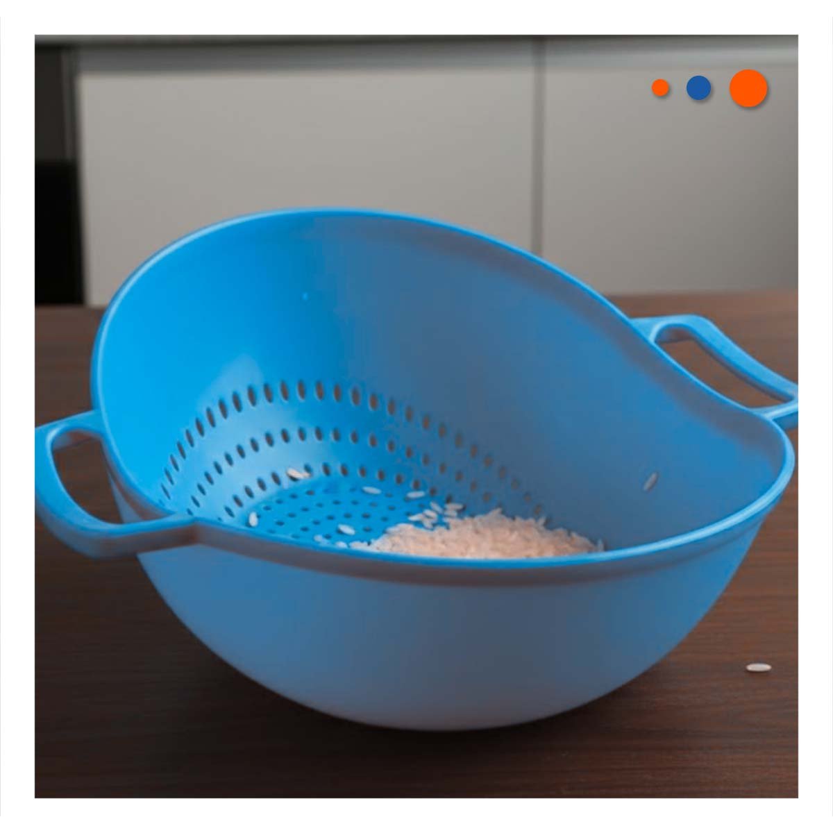 PACK4 CONTENEDOR ESCURRIDIZO CELESTE PARA ARROZ CON ASAS 22,5X26,5CM PRACTICO Y+PAPEL REGALO - 2