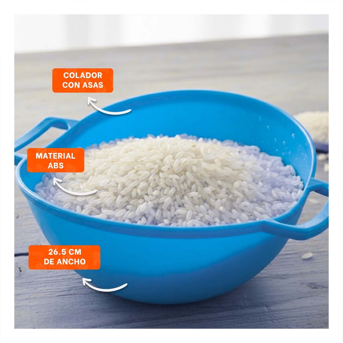 PACK6 REJILLA FILTRANTE CELESTE PARA ARROZ CON ASAS 22,5X26,5CM HOGAR VERSATIL Y+PAPEL REGALO - 2