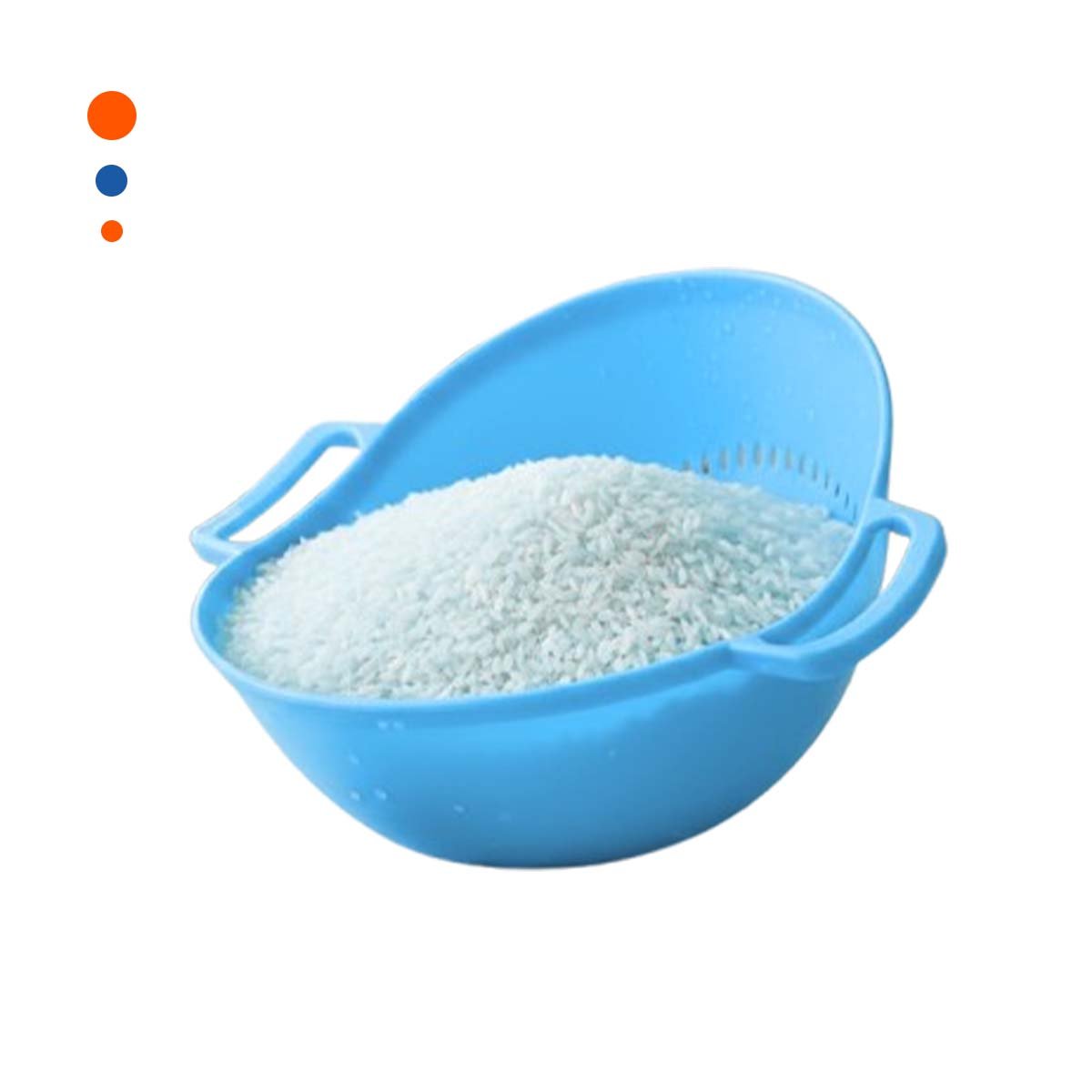 PLATO ESCURRIDIZO CELESTE PARA ARROZ CON ASAS 22,5X26,5CM COCINA FACIL Y LIGERA Y+PAPEL REGALO - 1