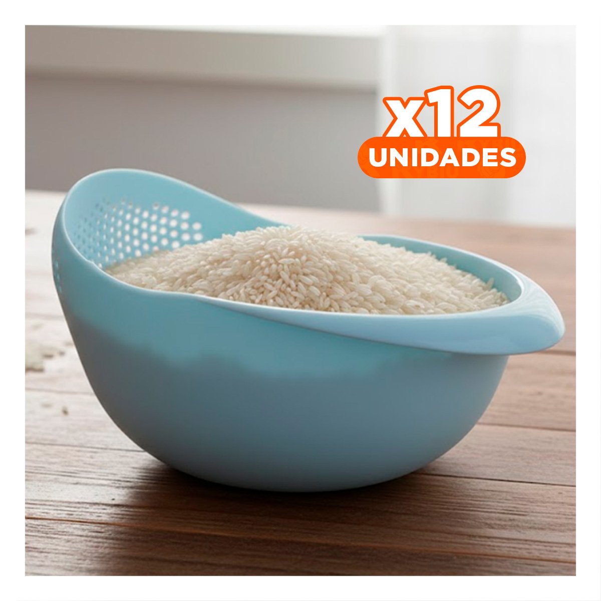 PACK12 PLATON ESCURRIDOR DE ARROZ CELESTE 22,5X11CM PARA COCINA HOGAR COMODO - 1