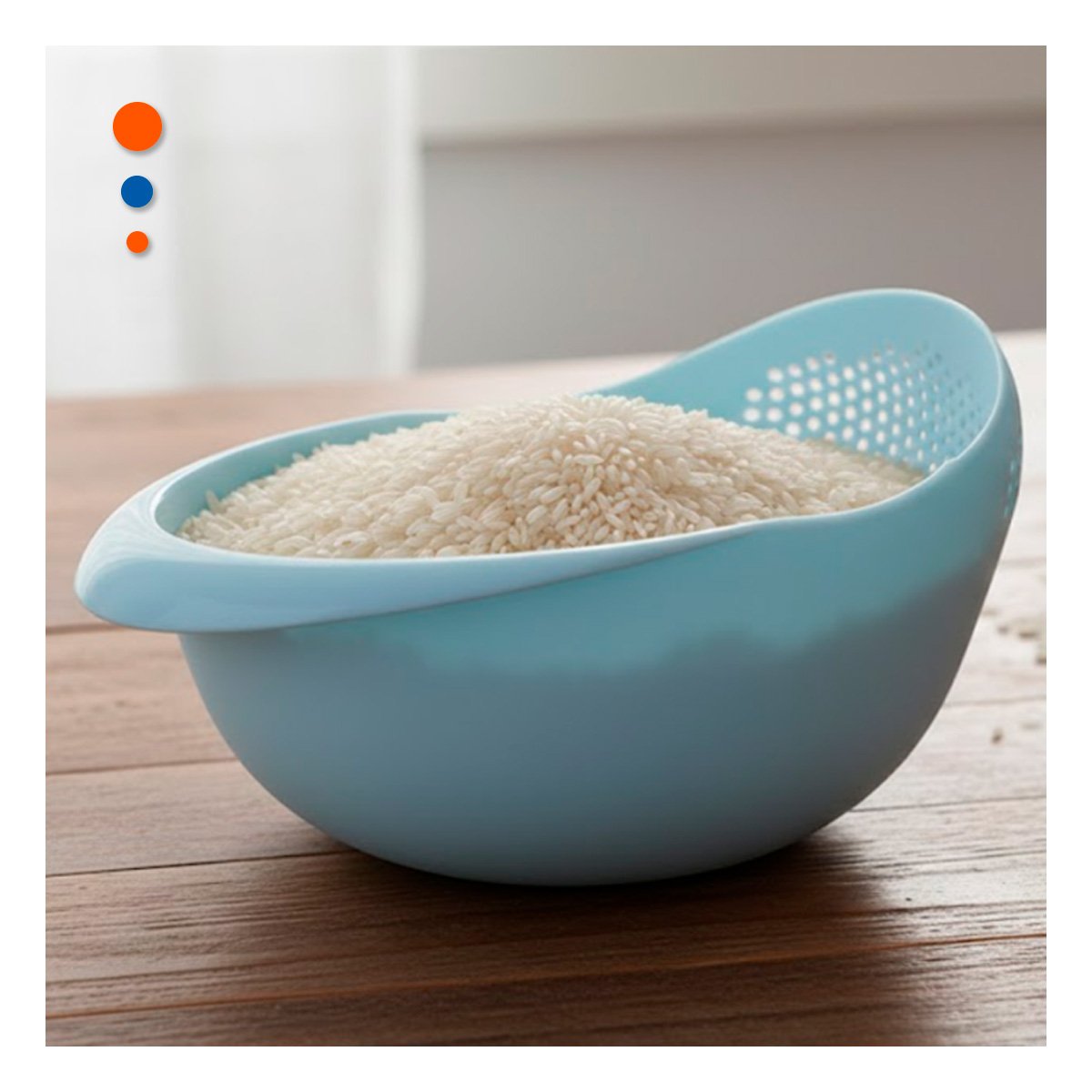 CESTA COLADORA DE ARROZ CELESTE 22,5X11CM PARA COCINA CASA NAVIDAD Y+REGALO STICKER - 2