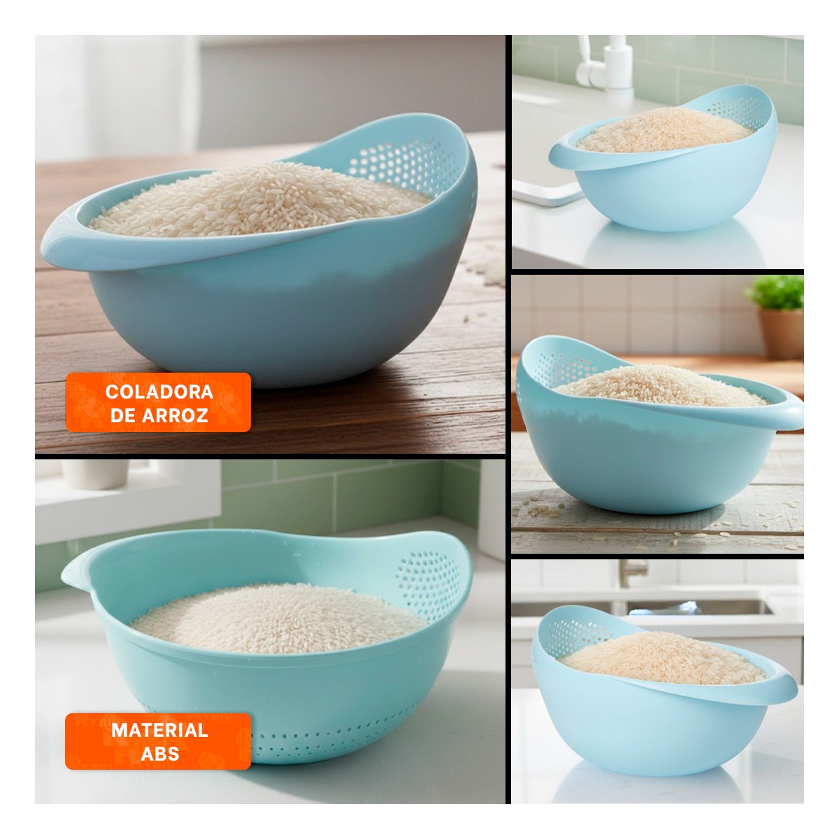 FILTRO ESCURRIDOR DE ARROZ CELESTE 22,5X11CM PARA COCINA CASA DECORACION Y+POST IT - 1