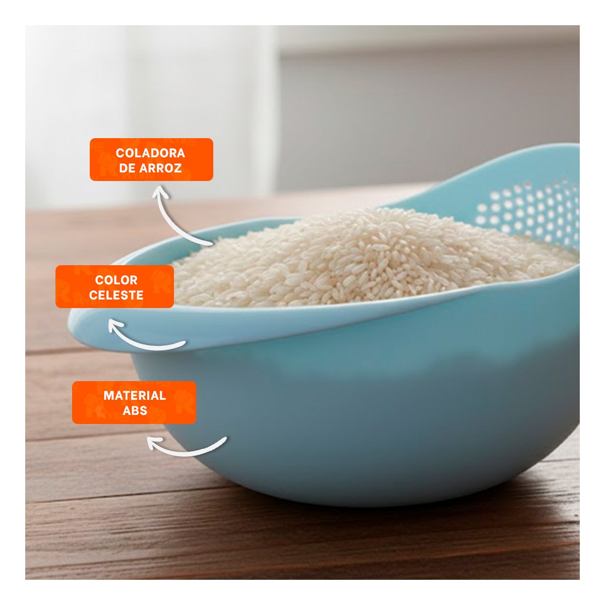 FILTRO ESCURRIDOR DE ARROZ CELESTE 22,5X11CM PARA COCINA CASA DECORACION Y+POST IT - 2