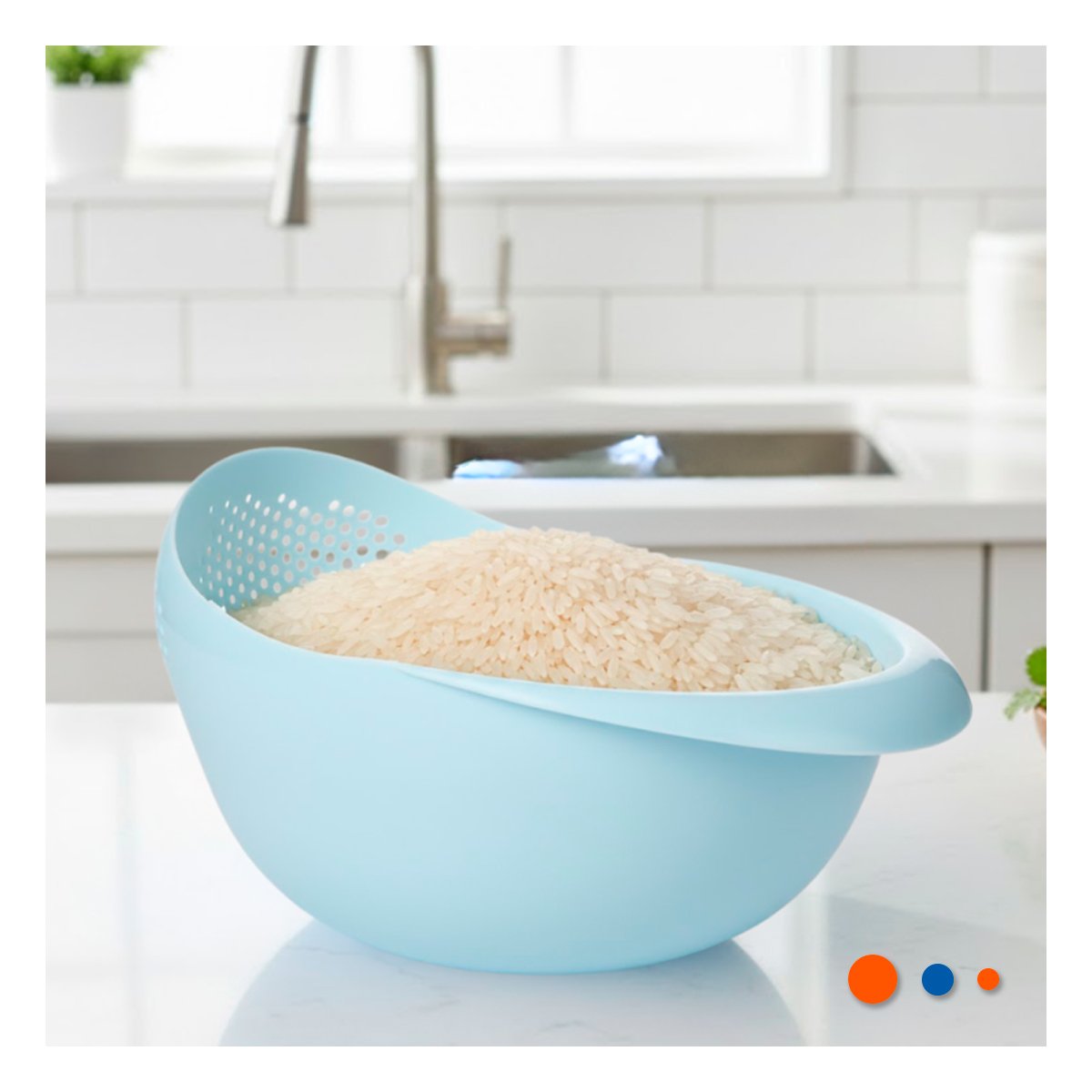 FILTRO ESCURRIDOR DE ARROZ CELESTE 22,5X11CM PARA COCINA CASA DECORACION Y+POST IT - 3