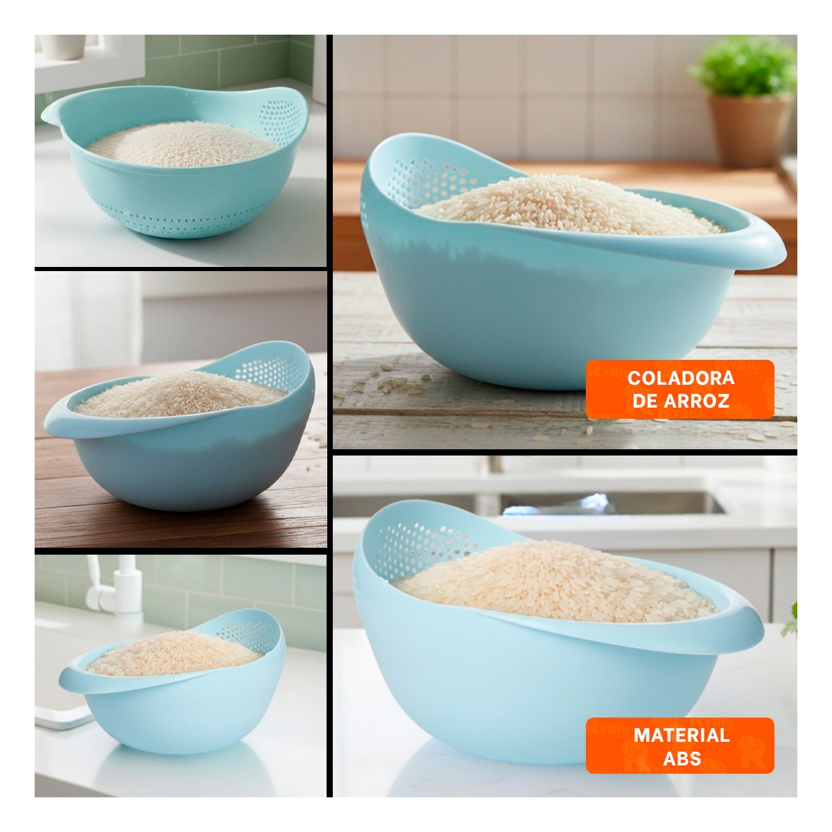 FILTRO ESCURRIDOR DE ARROZ CELESTE 22,5X11CM PARA COCINA CASA DECORACION Y+POST IT - 5