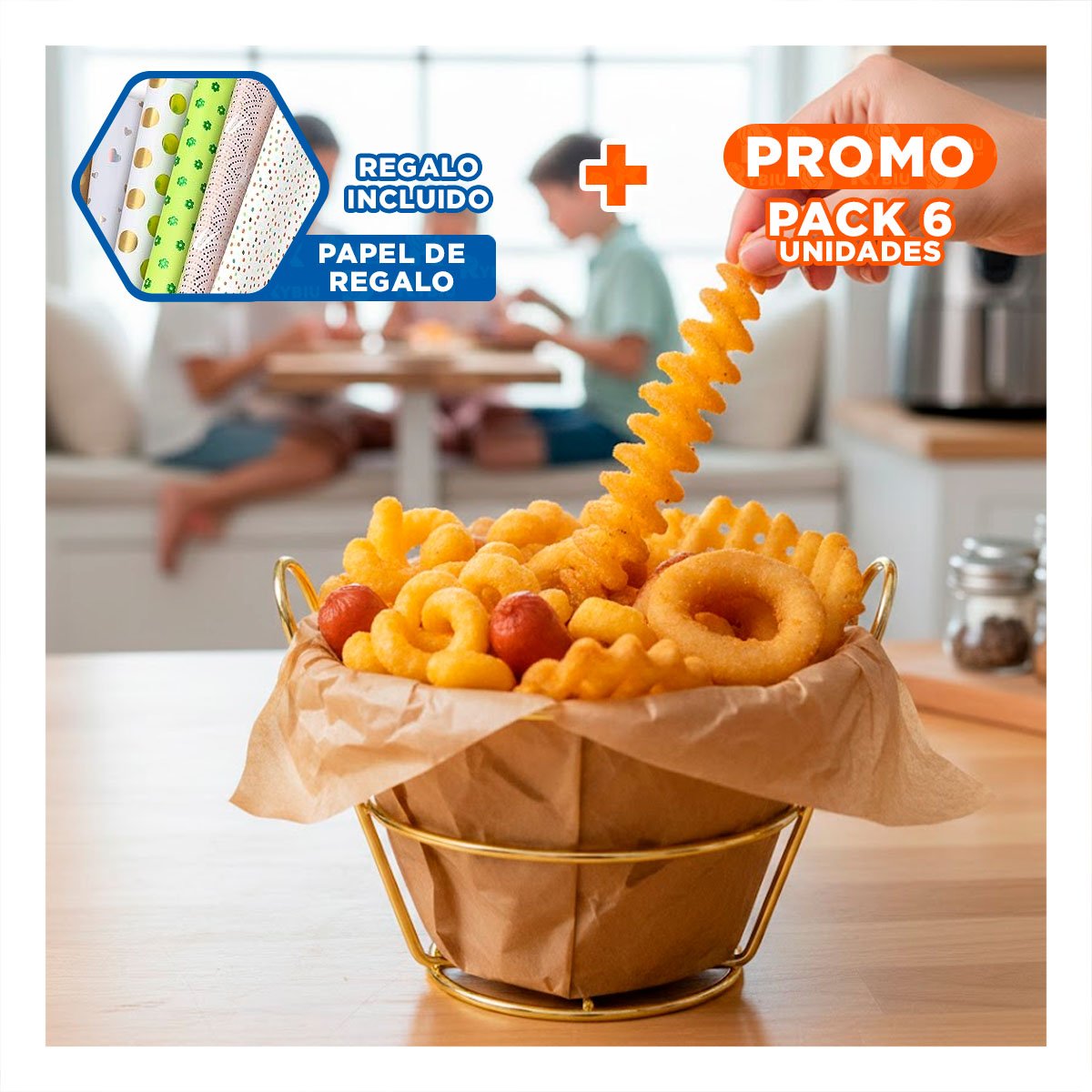 PACK6 REJILLA EN COLOR DORADO EN FORMA DE CONO PARA PREPARACION EN COCINA Y+PAPEL REGALO - 1
