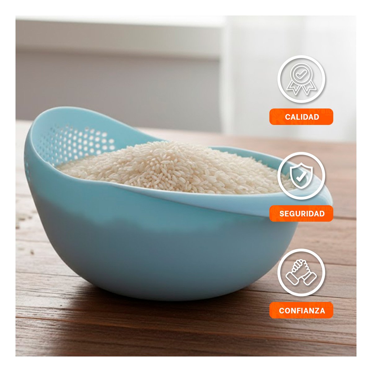PACK4 TABLA ESCURRIDORA DE ARROZ CELESTE 22,5X11CM PARA COCINA CASA ELEGANTE - 5