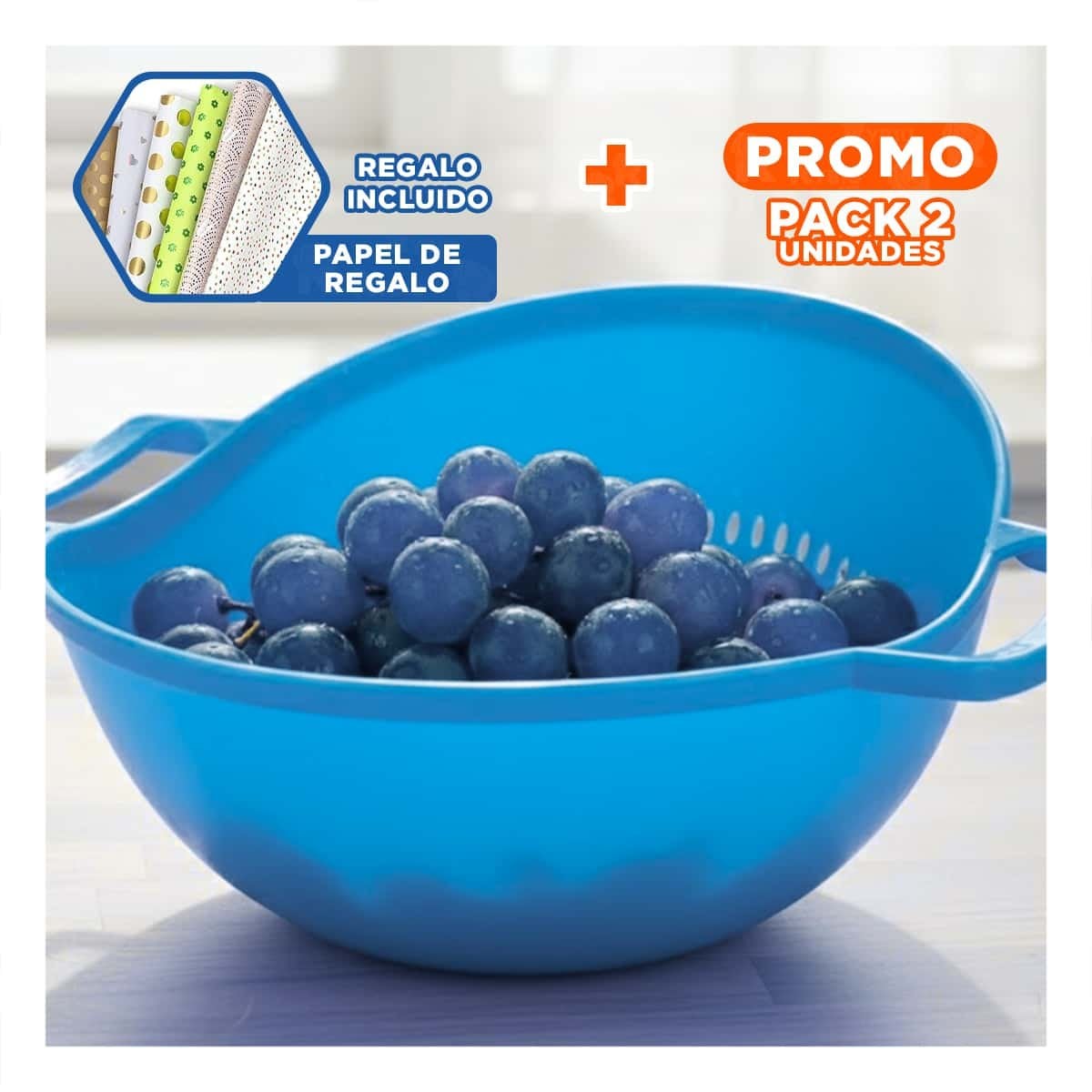 PACK2 CONTENEDOR ESPECIAL CELESTE PARA ARROZ CON ASAS 22,5X26,5CM COCINA Y+PAPEL REGALO - 1