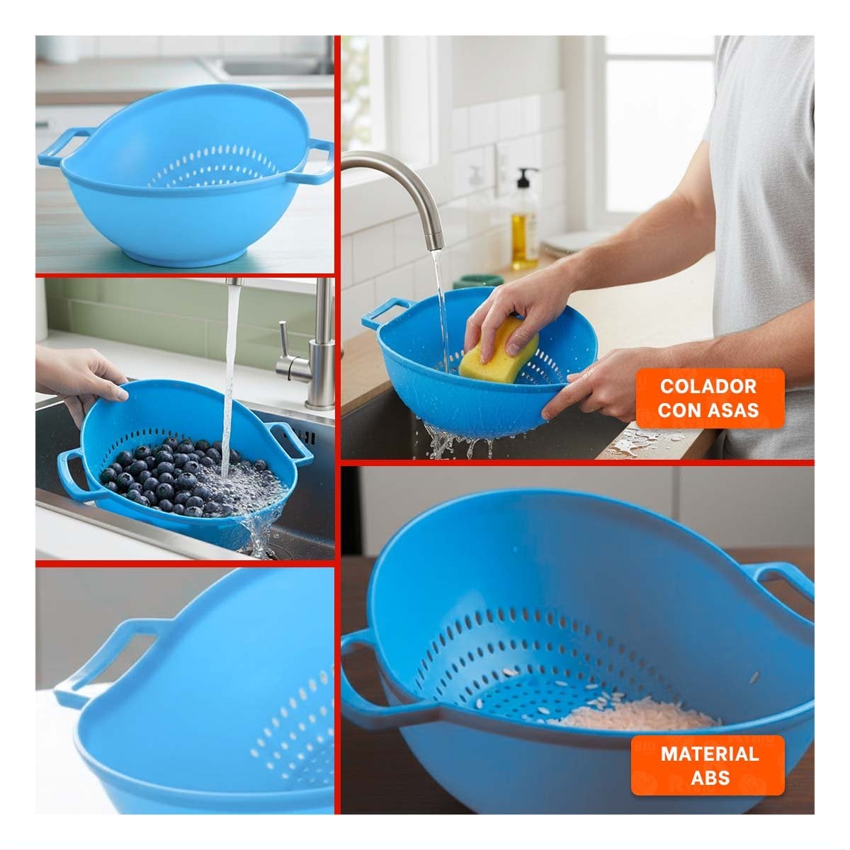 PACK2 CONTENEDOR ESPECIAL CELESTE PARA ARROZ CON ASAS 22,5X26,5CM COCINA Y+PAPEL REGALO - 3