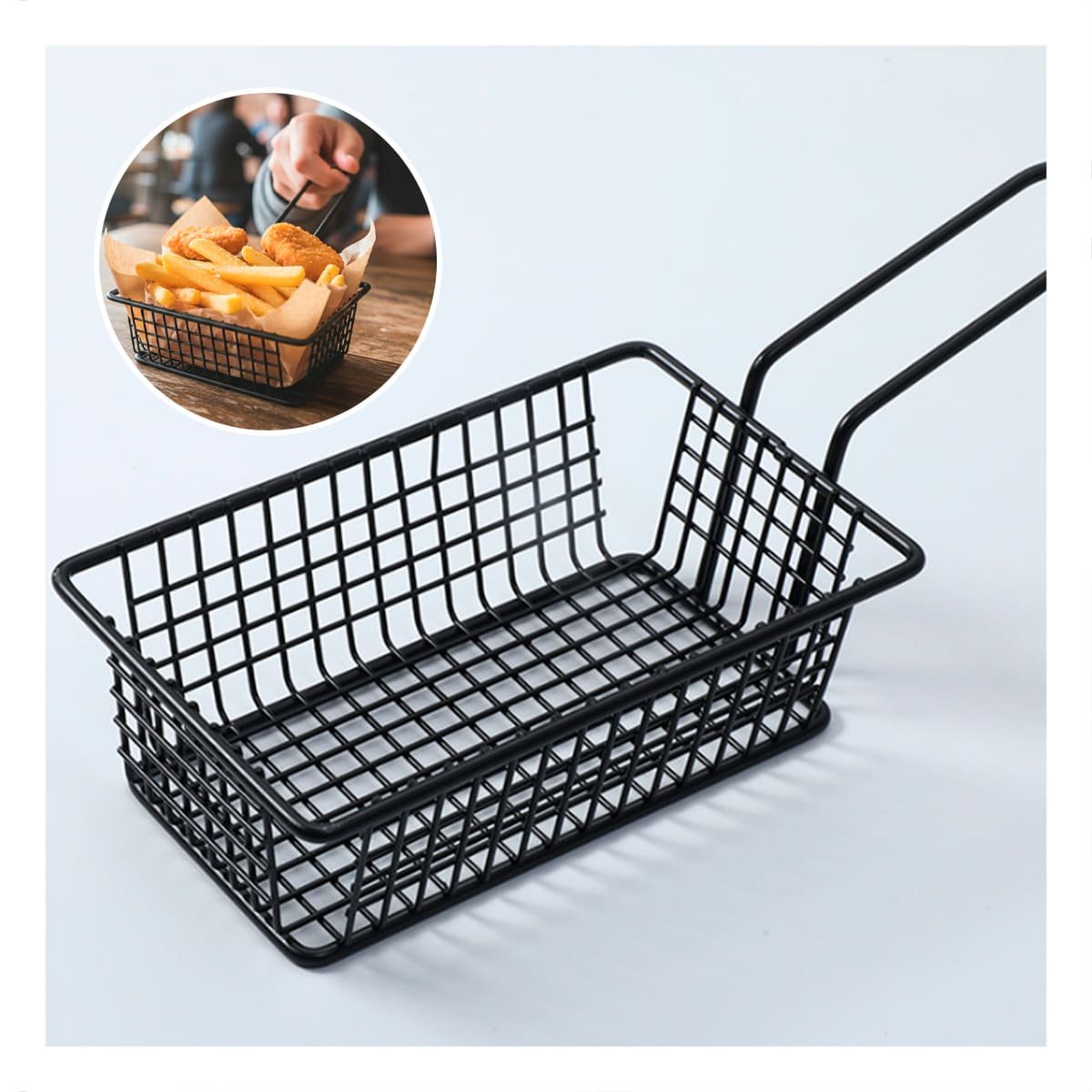 PACK6 REJILLA NEGRO RECTANGULAR CON ASA LARGA PARA PREPARACION EN COCINA Y+PAPEL REGALO - 2