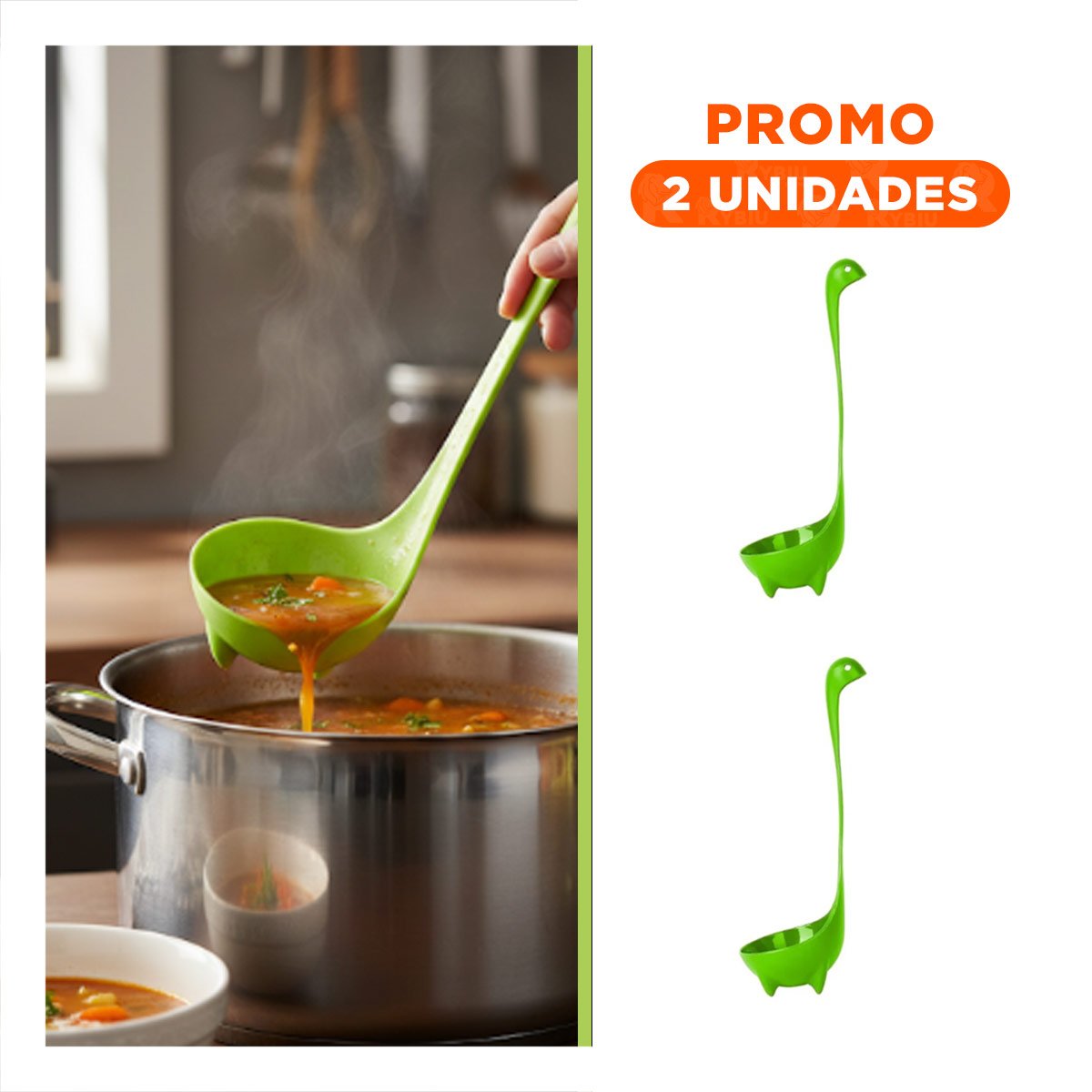 PACK2 ACCESORIO VERDE CLARO DINO 9X25CM UTENSILIO RESISTENTE PARA PREPARAR COMIDAS HOGAR - 1
