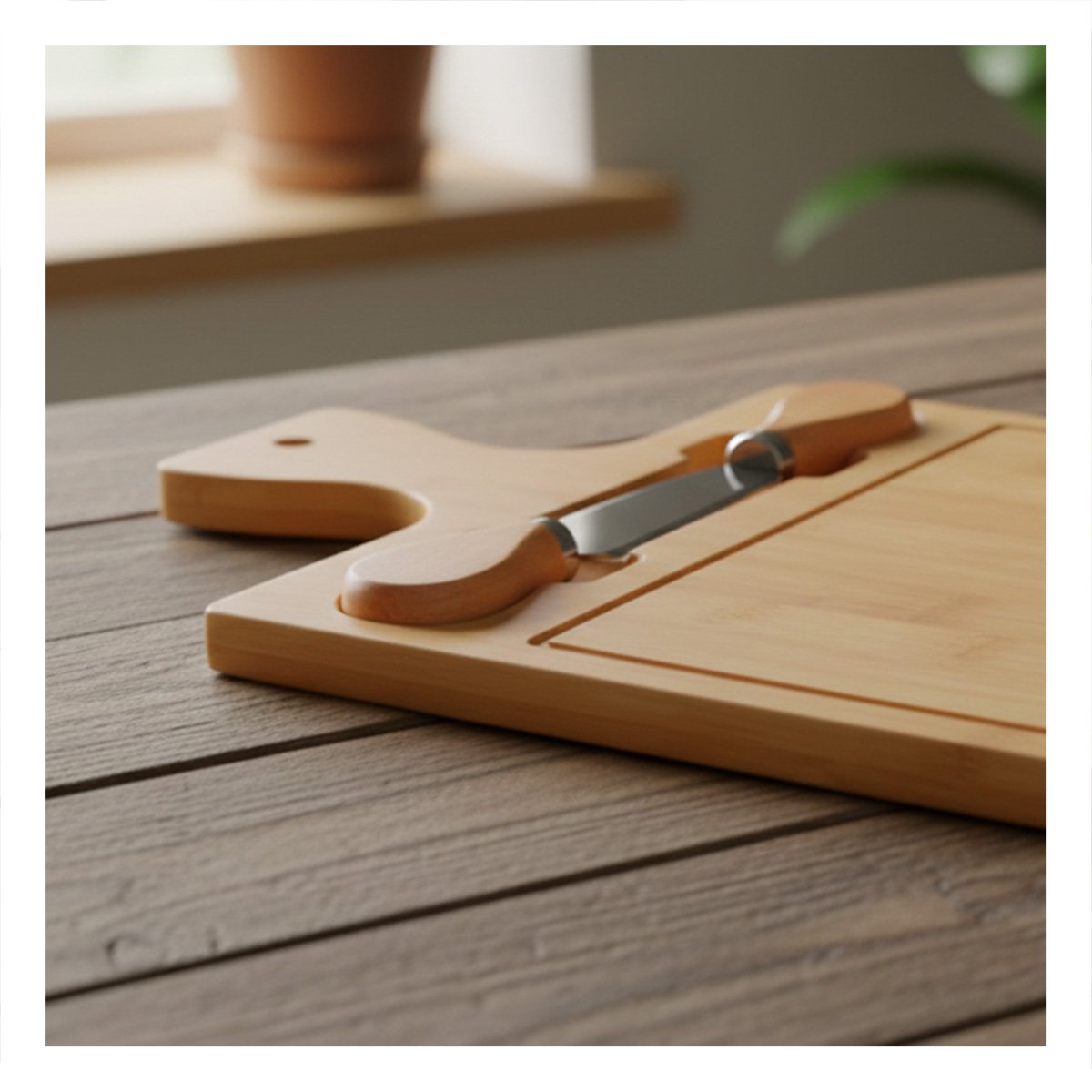 BASE CON 2 UTENSILIOS DE MADERA BAMBU RECTANGULAR PARA COCINA Y HOGAR Y+PAPEL REGALO - 2
