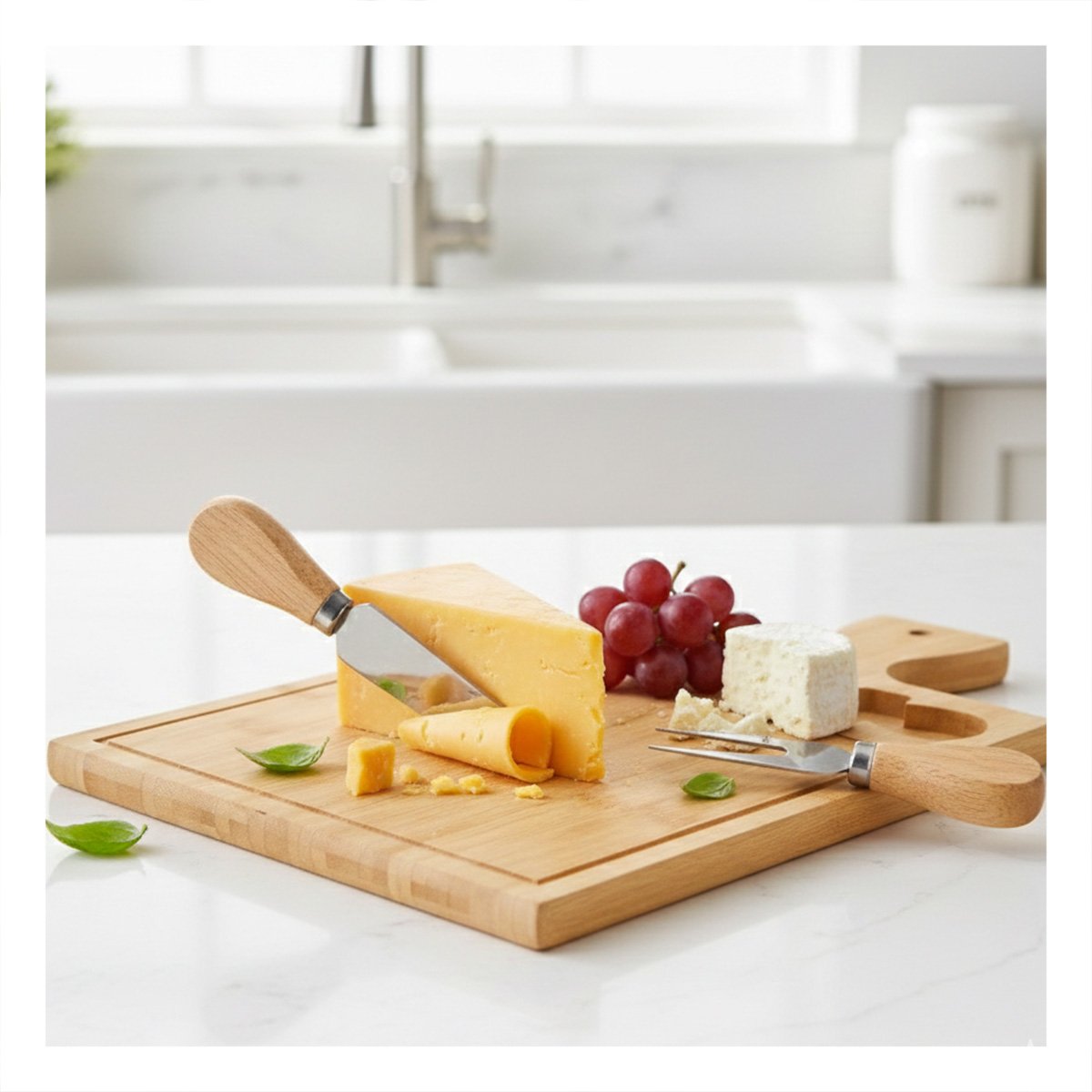 BASE CON 2 UTENSILIOS DE MADERA BAMBU RECTANGULAR PARA COCINA Y HOGAR Y+PAPEL REGALO - 3