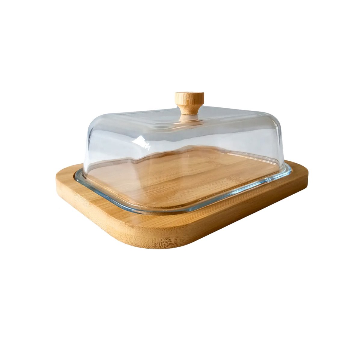 SOPORTE MANTEQUILLA CON BASE DE MADERA Y TAPA TRANSPARENTE PARA MESA Y+LIGAS REGALO - 3