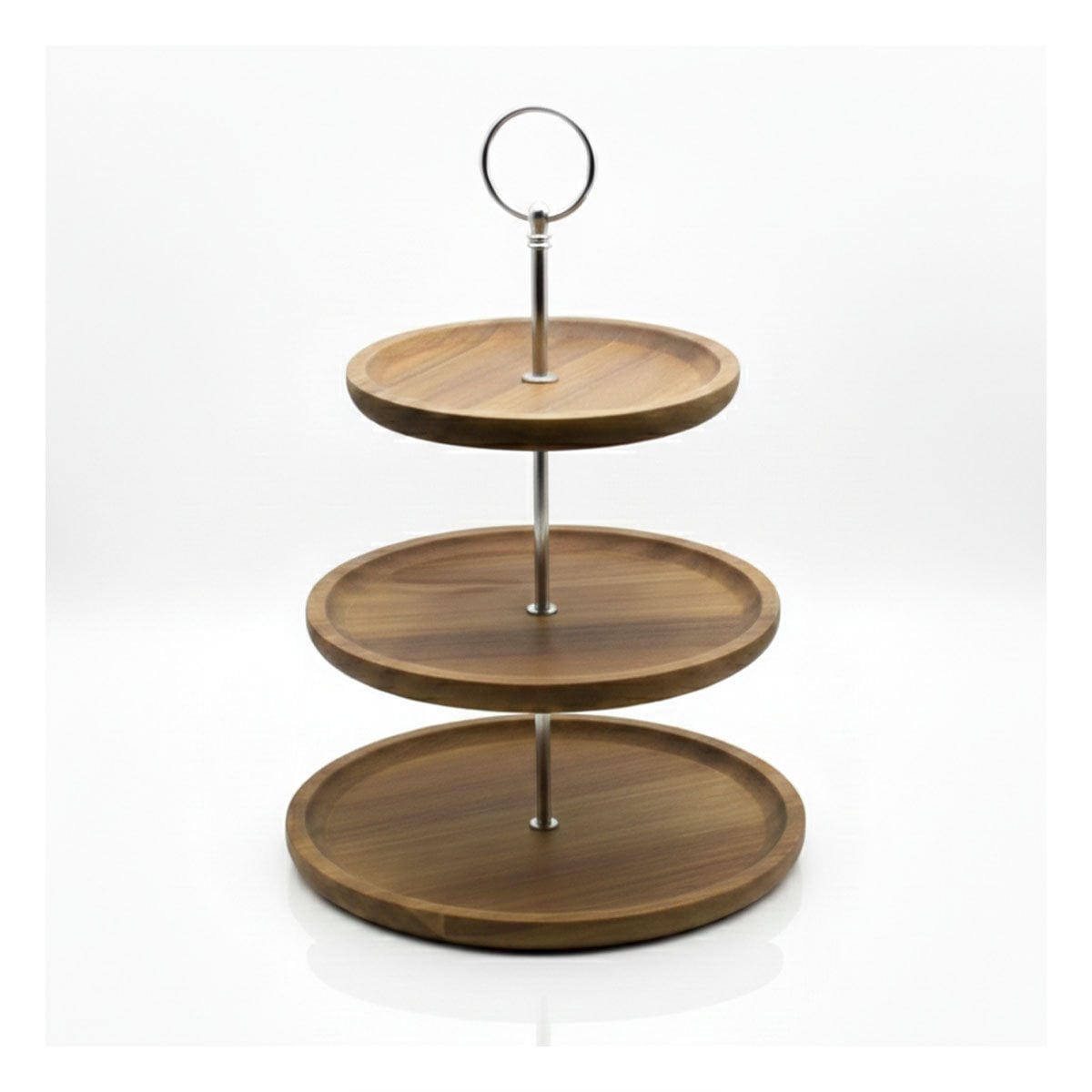 PLATO 3 NIVELES DE MADERA EXHIBIDOR MARRON CIRCULAR USO DIARIO COCINA Y+LIGAS REGALO - 3