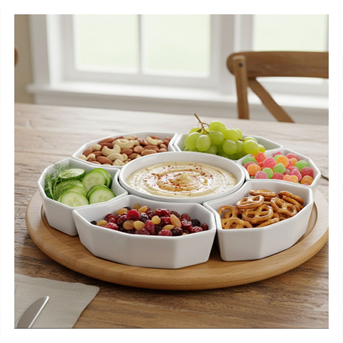 PLATO 6 BOWLS DE COLOR BLANCO 30CM CERAMICA COCINA DIARIO Y USO HOGAR Y+REGALO STICKER - 2