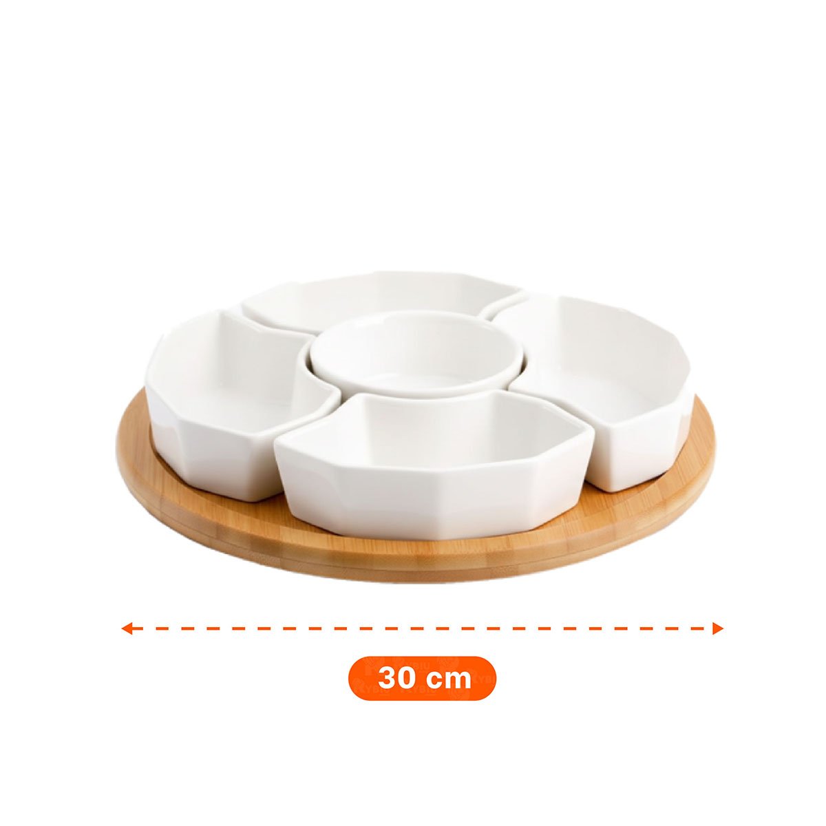 PLATO 6 BOWLS DE COLOR BLANCO 30CM CERAMICA COCINA DIARIO Y USO HOGAR Y+REGALO STICKER - 4