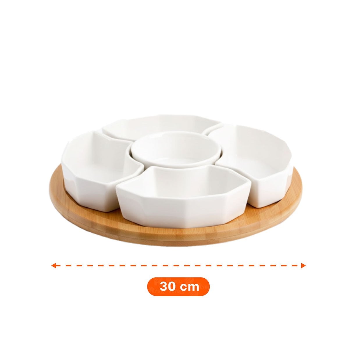 PACK2 BANDEJA 6 BOWLS DE COLOR BLANCO CERAMICA 30CM GUARDAR COMIDA Y USO DIARIO Y+PAPEL REGALO - 4
