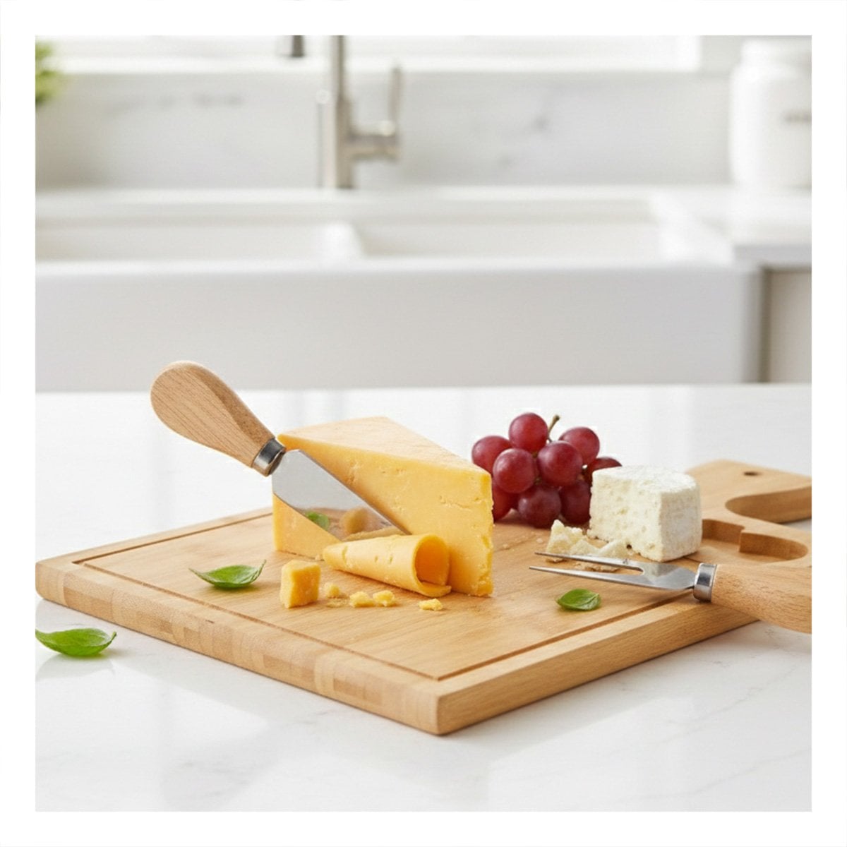PACK6 TABLA CON 2 UTENSILIOS DE MADERA BAMBU RECTANGULAR USO DIARIO Y COCINA Y+REGALO STICKER - 3