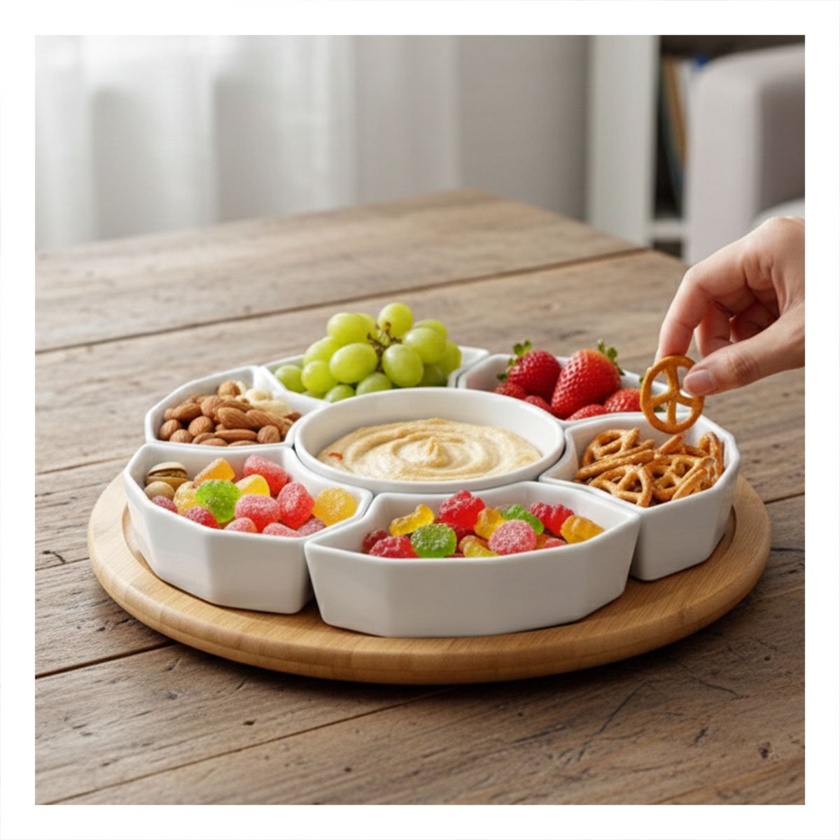 PLATO DE 6 BOWLS CERAMICA DE COLOR BLANCO 30CM COMEDOR Y ORGANIZACIÓN HOGAR Y+PAPEL REGALO - 5