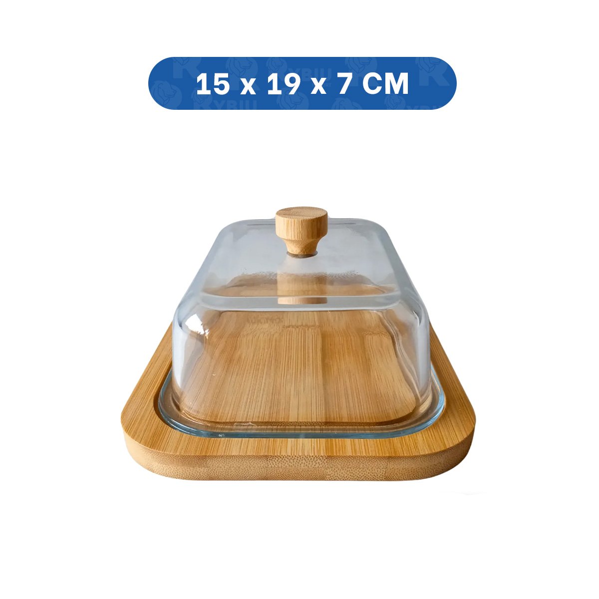 PACK4 TAPA MANTEQUILLA Y BASE DE MADERA VIDRIO TRANSPARENTE PARA GUARDAR COMIDA Y+PAPEL REGALO - 4