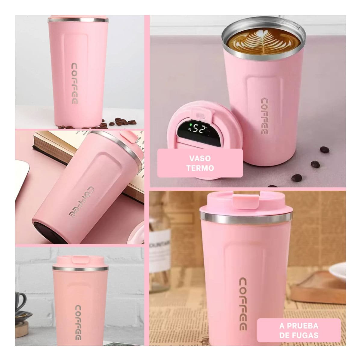 CONTENEDOR DIGITAL 510ML ROSADO CON APARIENCIA MINIMALISTA FUNCIONAL Y+POST IT - 5
