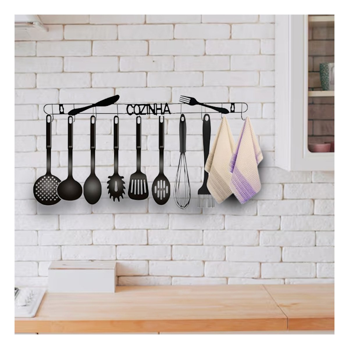PACK6 SOPORTE NEGRO DE PARED PRACTICO PARA COCINA ORGANIZADA Y+PAPEL REGALO - 2