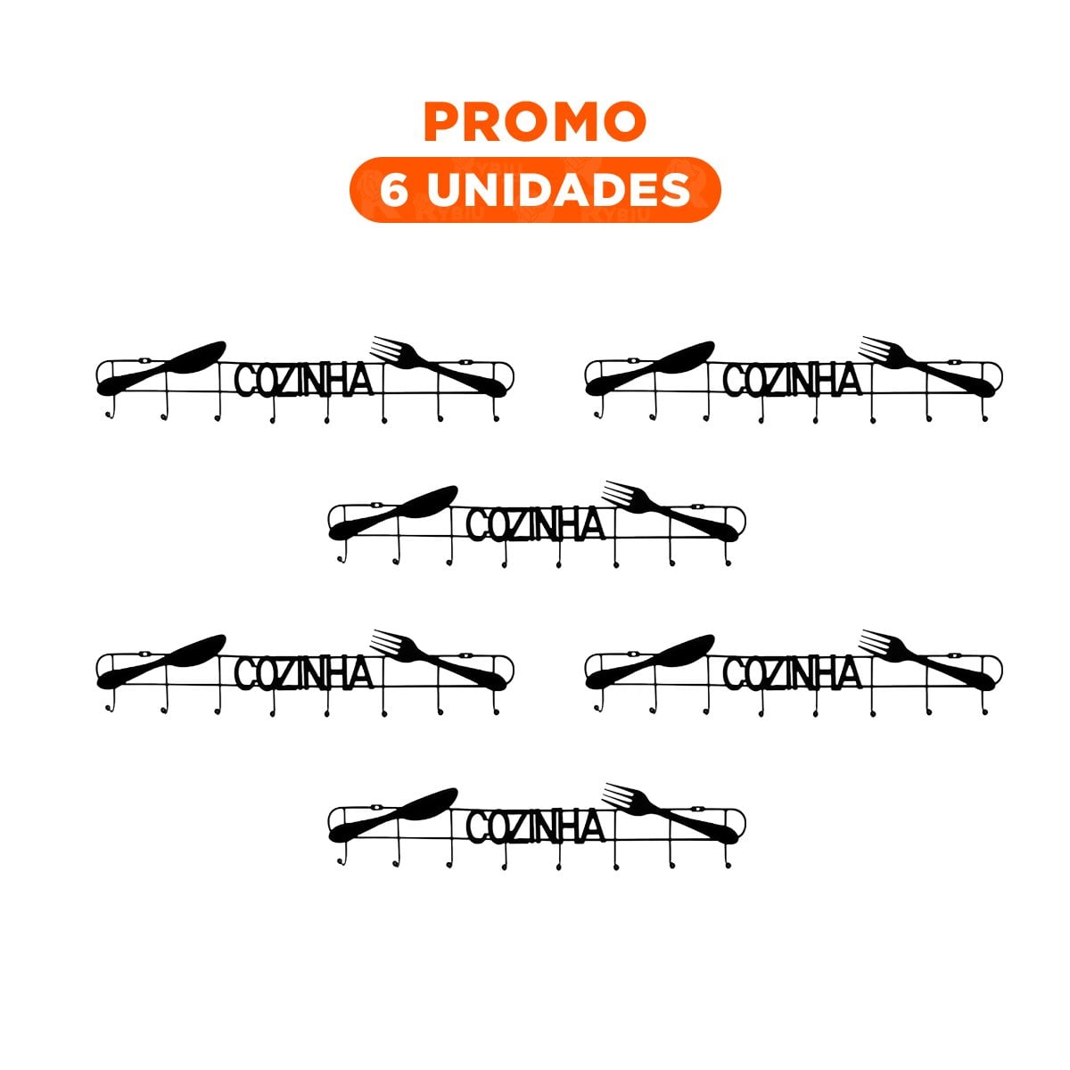 PACK6 ORGANIZADOR NEGRO DE PARED CON GANCHOS PARA COLGAR UTENSILIOS - 1