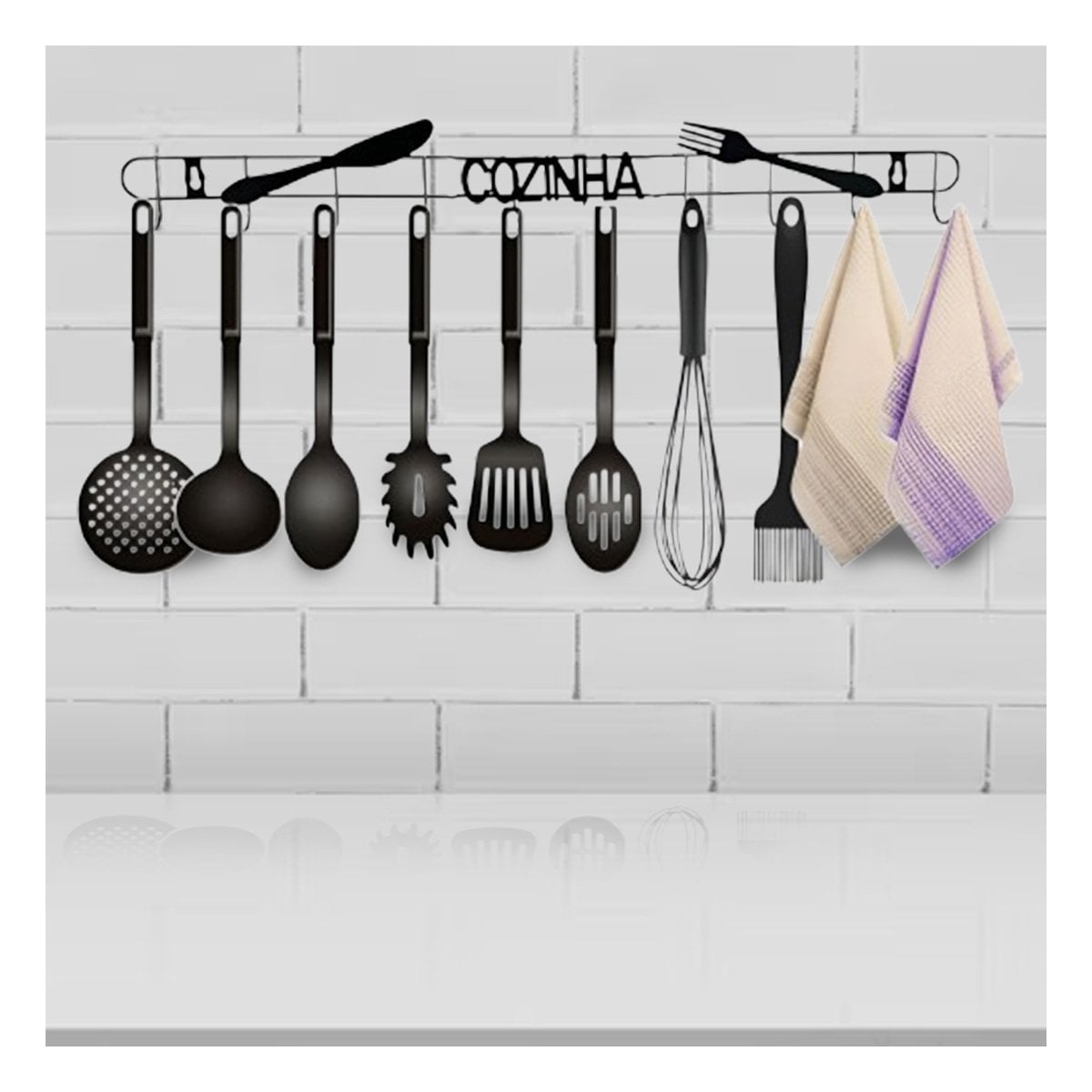PERCHERO NEGRO DE PARED PARA COLGAR CUCHARONES Y ACCESORIOS DE COCINA - 2