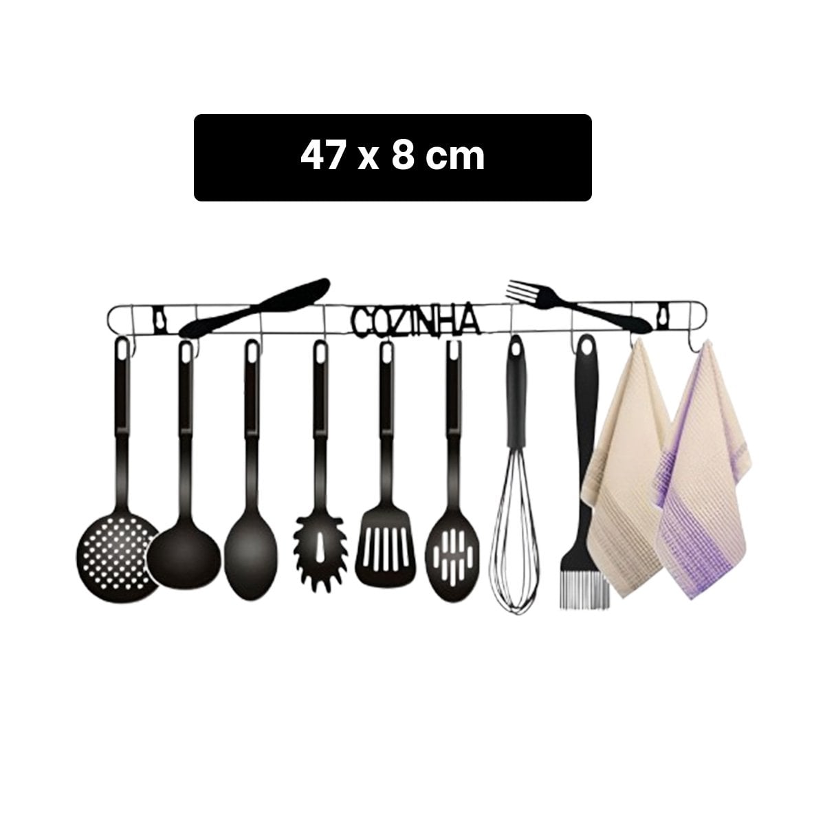 PERCHERO NEGRO DE PARED PARA COLGAR CUCHARONES Y ACCESORIOS DE COCINA - 4
