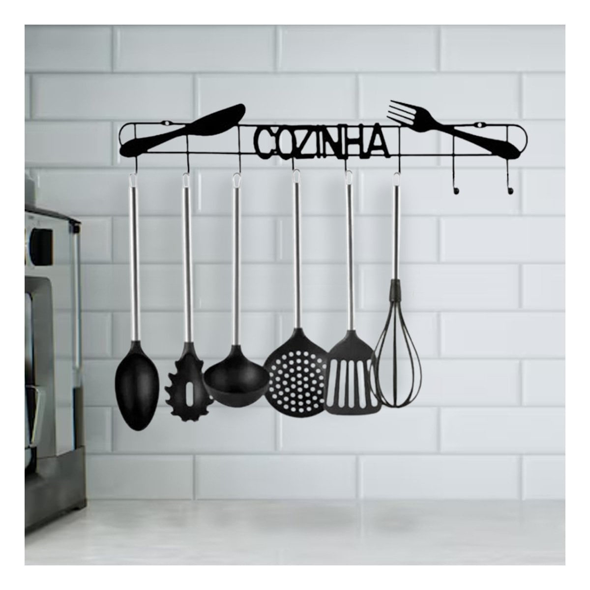 PACK2 SOPORTE DE PARED NEGRO PARA COLGAR UTENSILIOS SIN DESORDEN Y+REGALO STICKER - 5