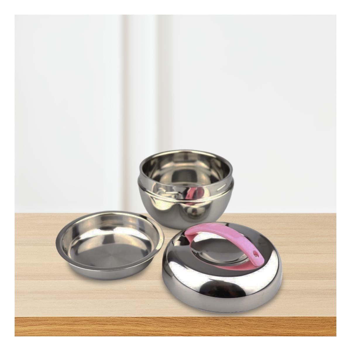 RECIPIENTE TERMO ROSA Y PLATEADO 1L CIRCULAR MODERNO Y DURABLE PARA TODA LA FAMILIA Y+POST IT - 3