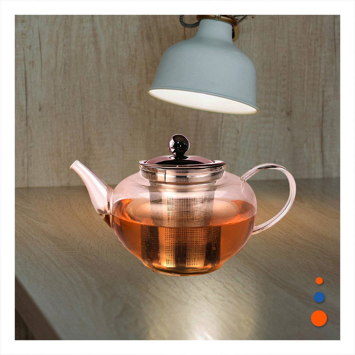 INFUSOR 800ML EN BOROSILICATO CON DETALLES EN ACERO DE COLOR TRANSPARENTE Y+LIGAS REGALO - 1