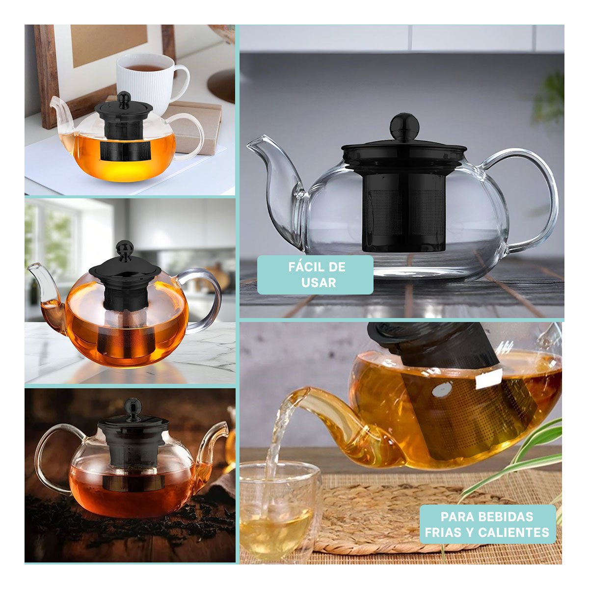 INFUSOR DE COCINA CIRCULAR TRANSPARENTE 900ML EN BOROSILICATO Y ACERO Y+POST IT - 1