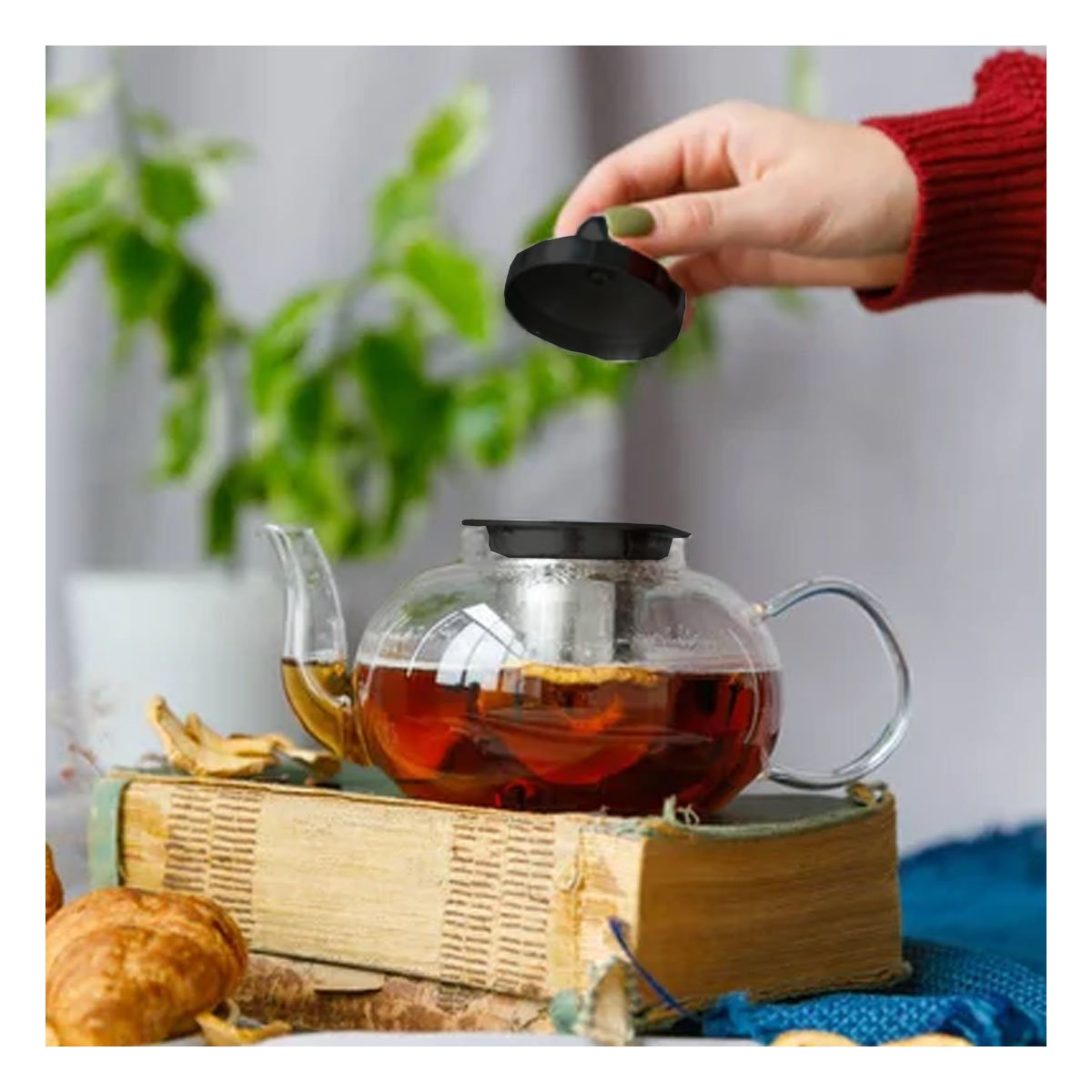 INFUSOR DE COCINA CIRCULAR TRANSPARENTE 900ML EN BOROSILICATO Y ACERO Y+POST IT - 2