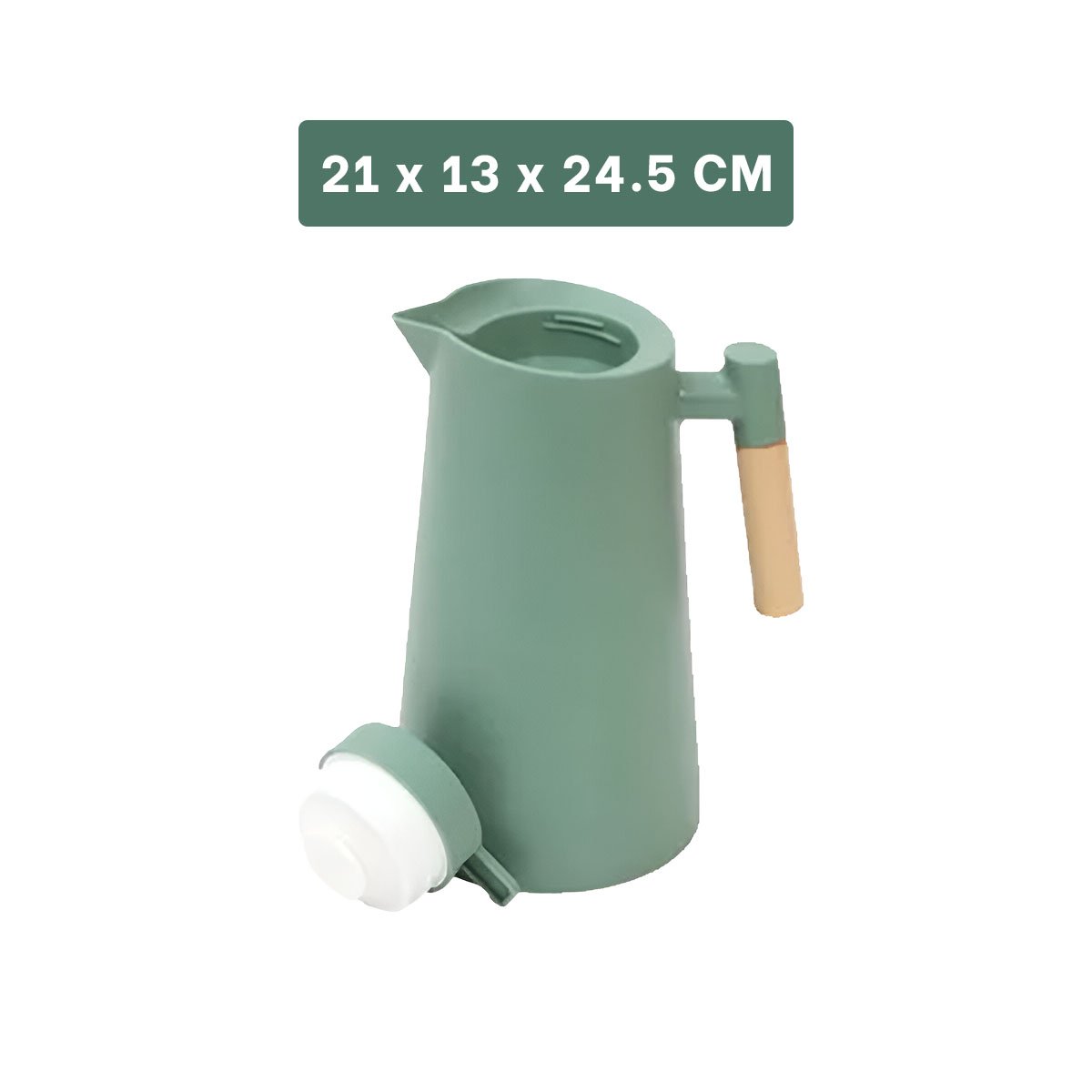 CONTENEDOR TERMO 1L COLOR VERDE AGUA CON MANGO DE MADERA PERFECTO PARA CAFE Y TE Y+POST IT - 4