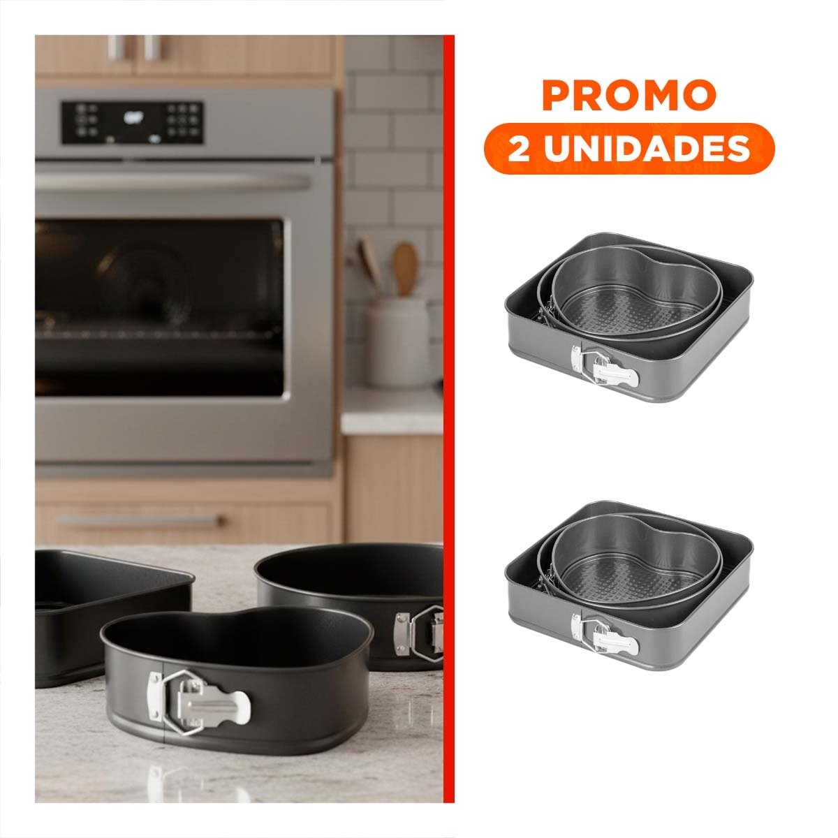PACK2 MOLDES DESMONTABLES DE COCINA COLOR PLATEADO CON 3 FORMAS Y MEDIDAS ADAPTABLES - 1