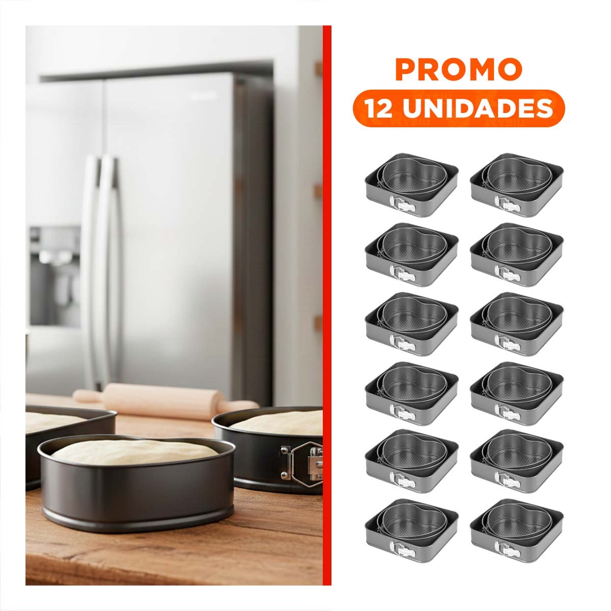 PACK12 KIT DESMONTABLE DE 3 FORMAS COLOR PLATEADO CON MEDIDAS FUNCIONALES Y+REGALO STICKER - 1