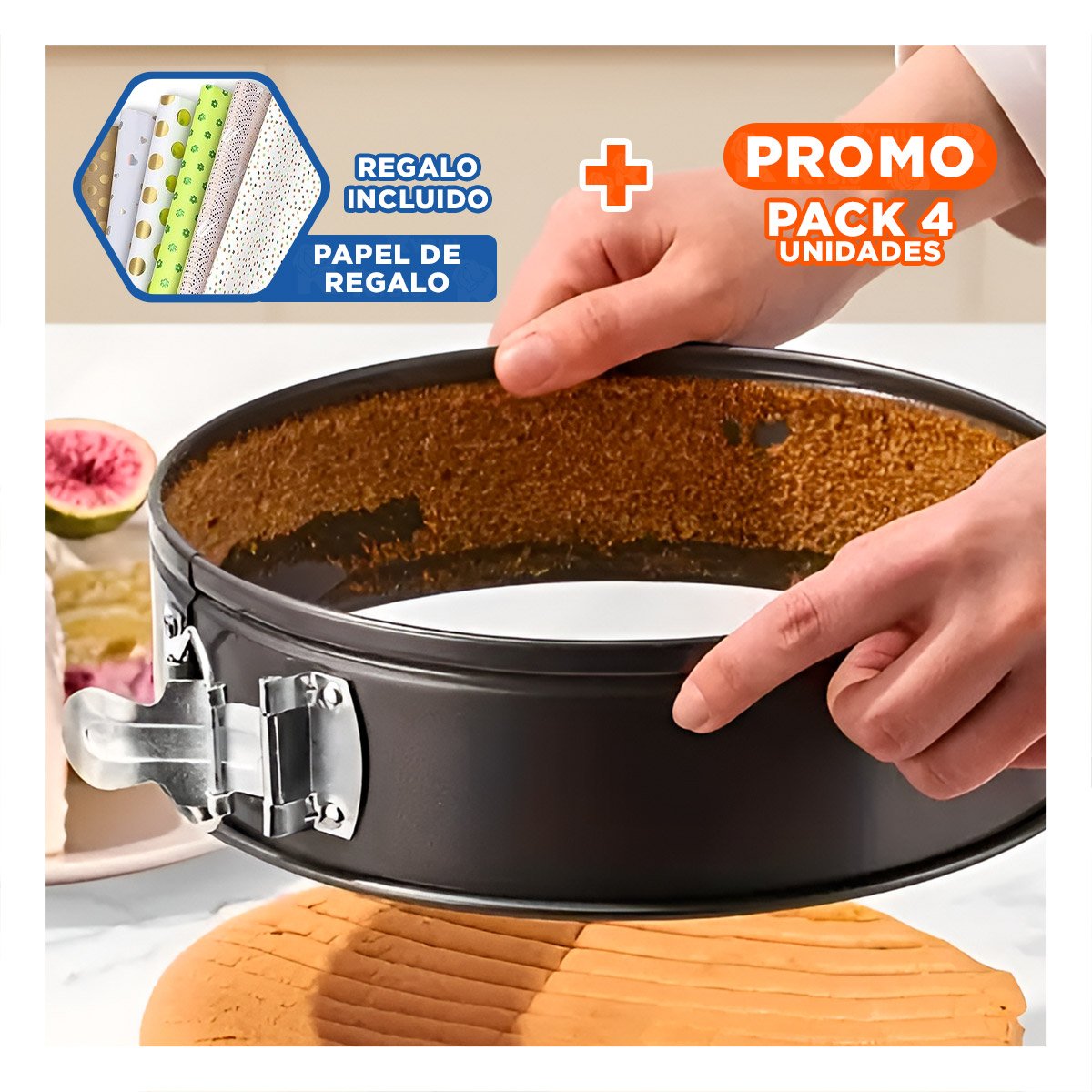 PACK4 MOLDES PARA REPOSTERIA COLOR PLATEADO CON 3 CIRCULOS Y MEDIDAS Y+PAPEL REGALO - 1