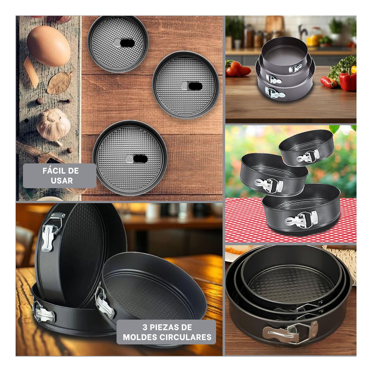 SET DE COCINA PARA HORNEAR COLOR PLATEADO CON 3 CIRCULOS Y MEDIDAS FUNCIONALES Y+POST IT - 5