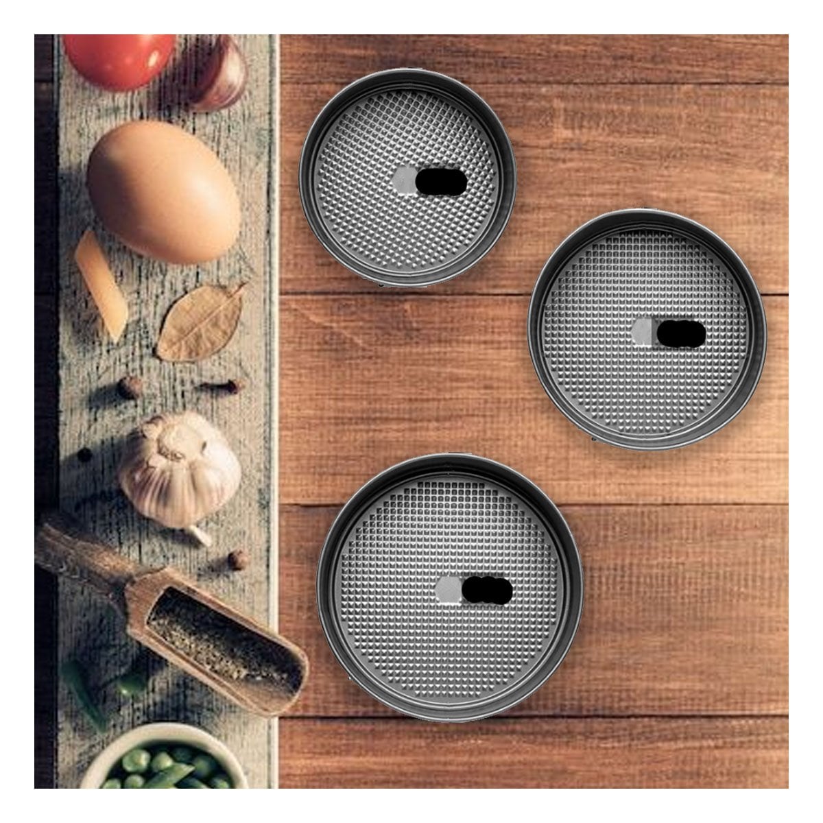 SET DE MOLDES PARA DULCES COLOR PLATEADO CON 3 CIRCULOS Y MEDIDAS Y+REGALO STICKER - 5