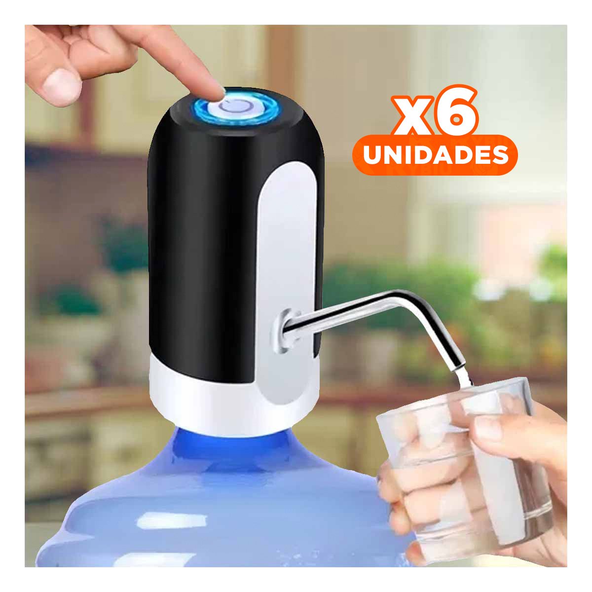 PACK6 SISTEMA RECARGABLE DE AGUA DE COLOR NEGRO CON MECANISMO ELECTRICO Y+REGALO STICKER - 1