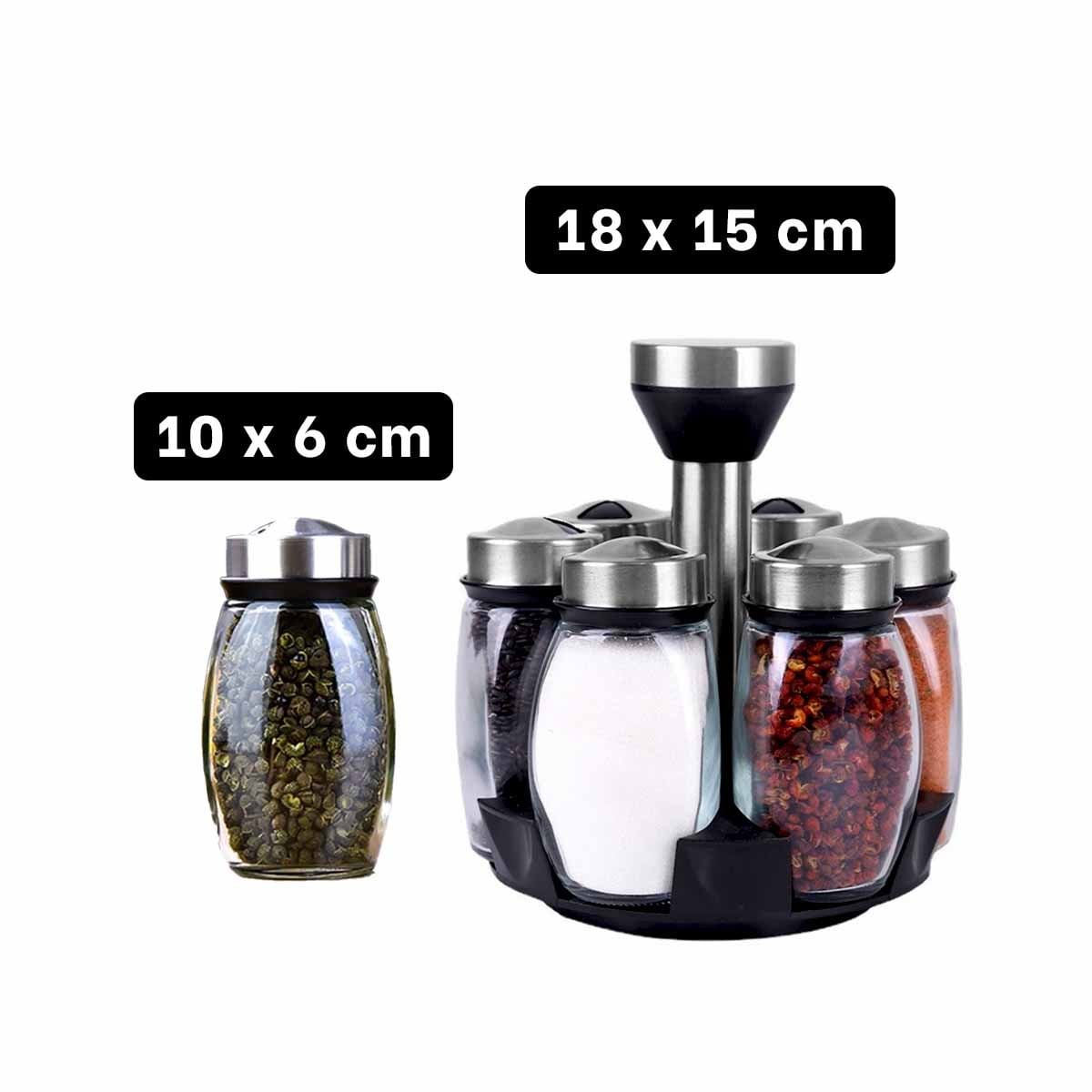 SET DE MESA DE COLOR PLATEADO CON 6 FRASCOS Y GIRO CENTRAL Y+LIGAS REGALO - 4